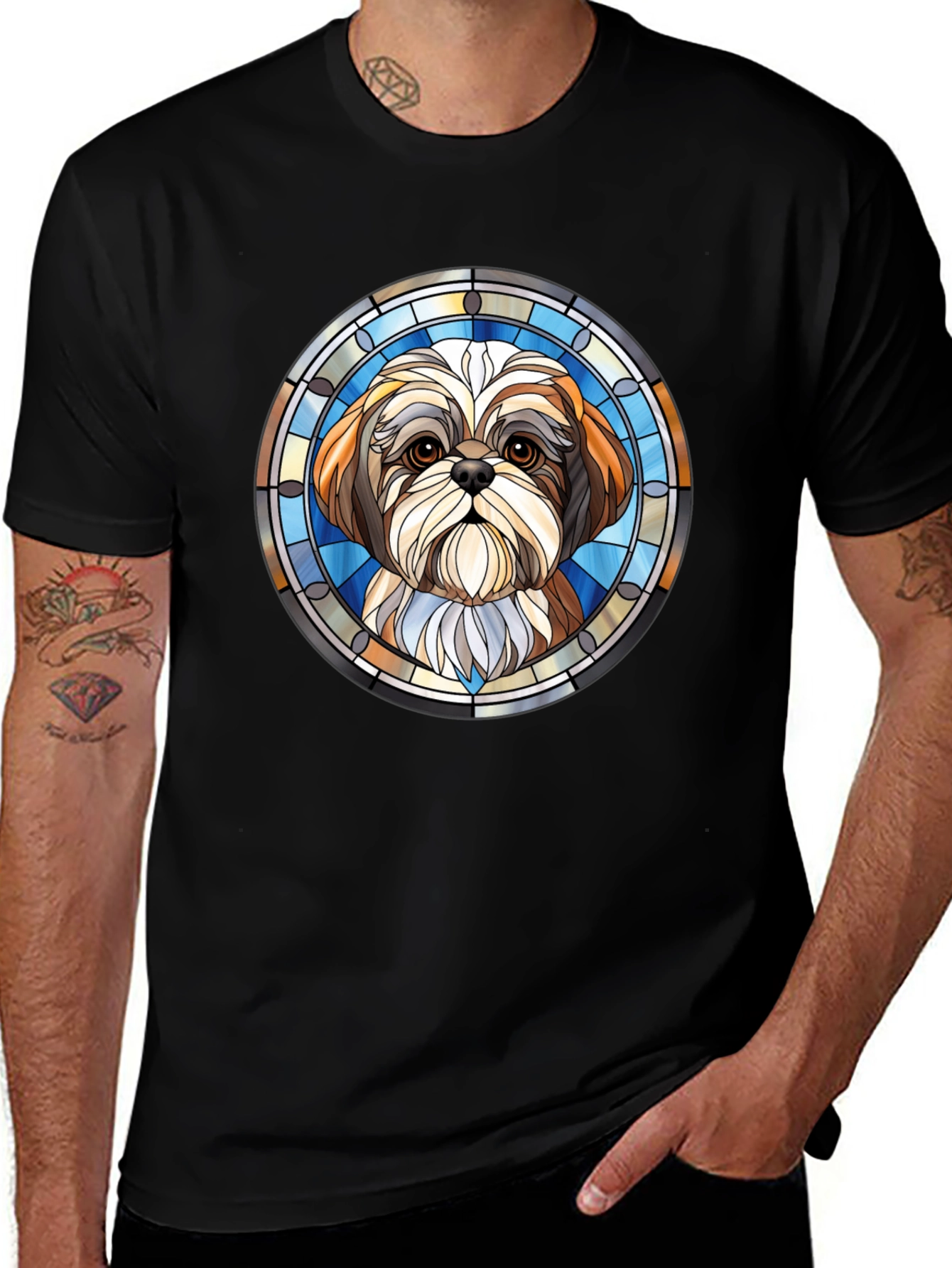 Shih Tzu Stained Glass Style Graphic Tee