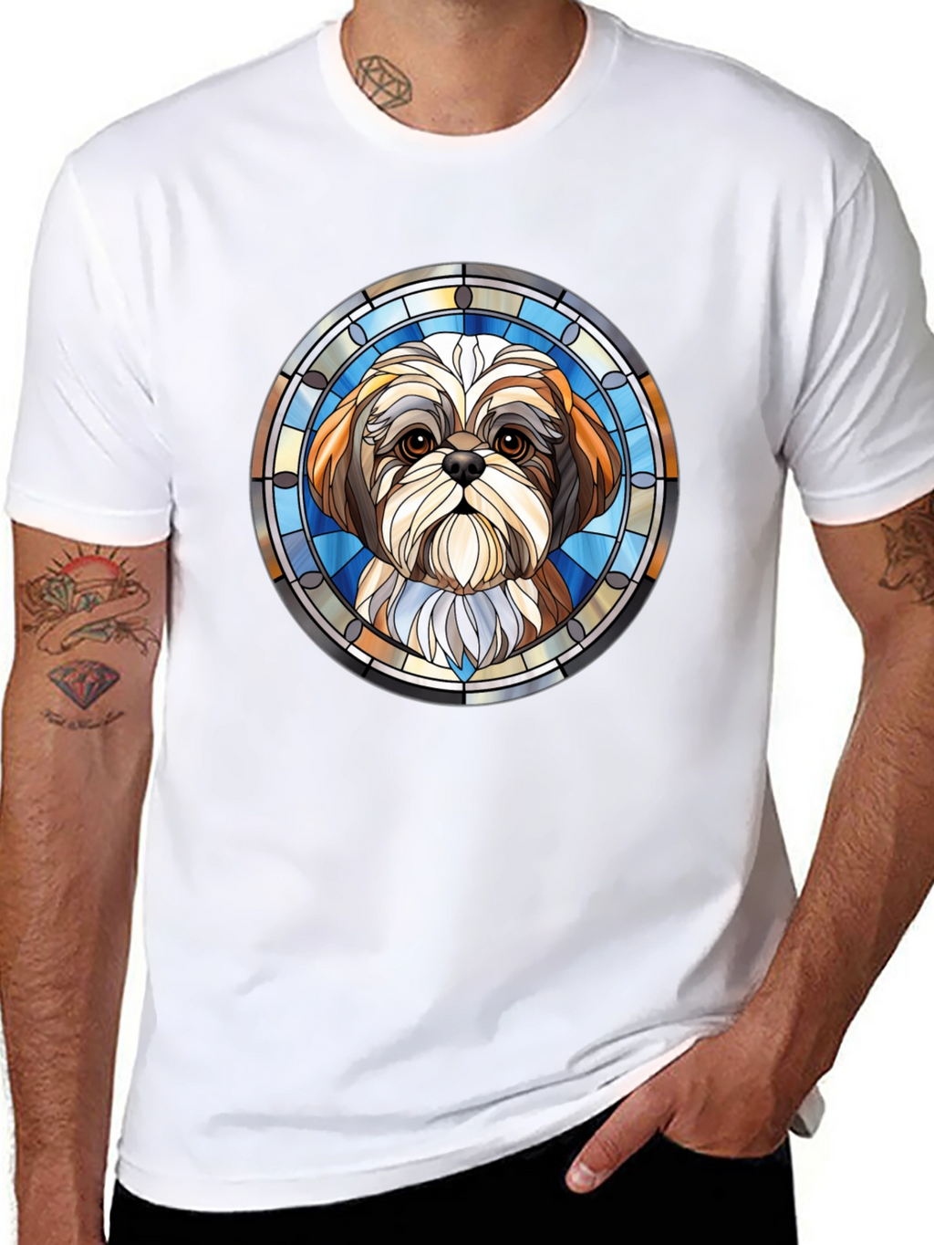 Shih Tzu Stained Glass Style Graphic Tee