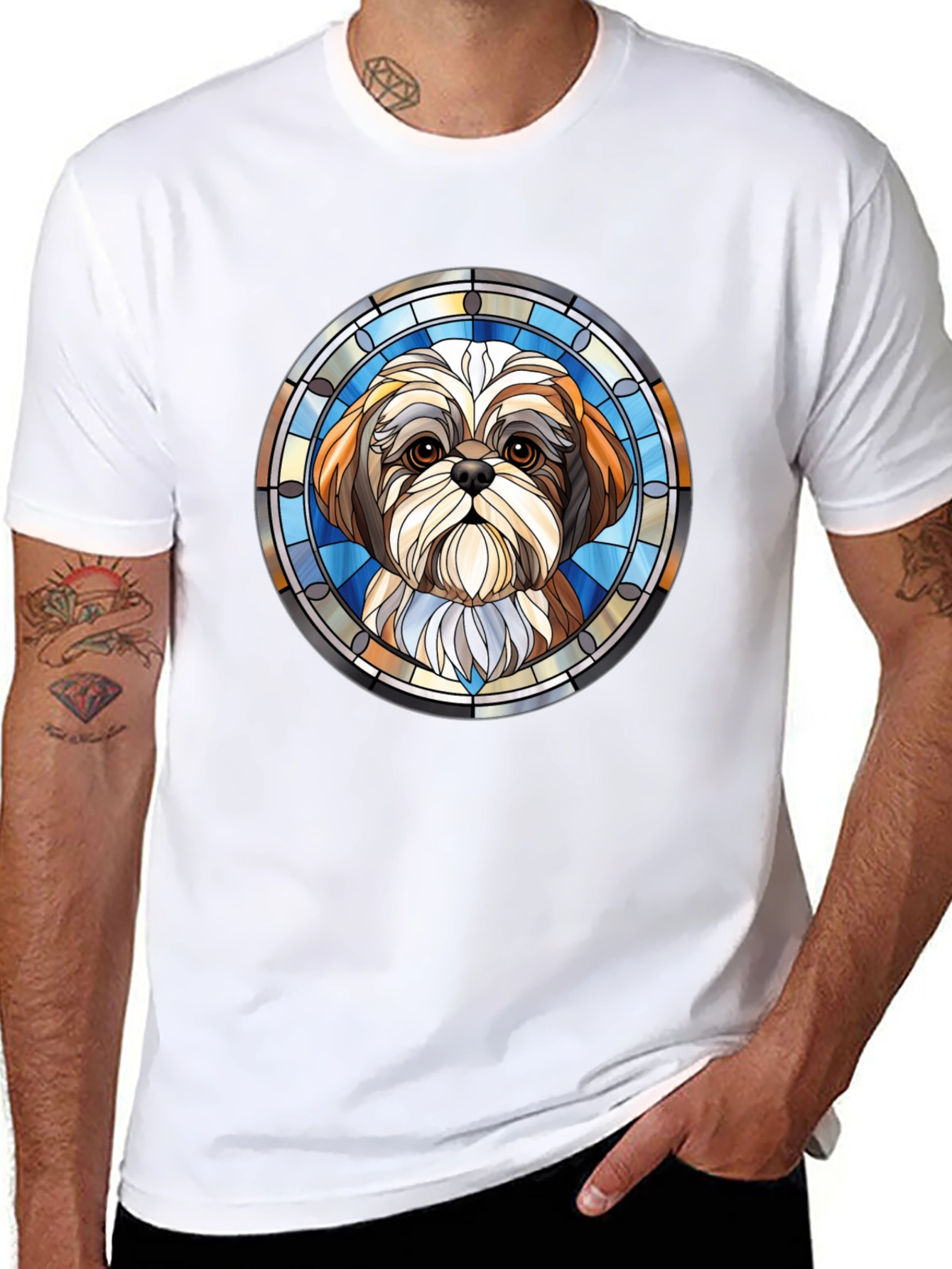 Shih Tzu Stained Glass Style Graphic Tee