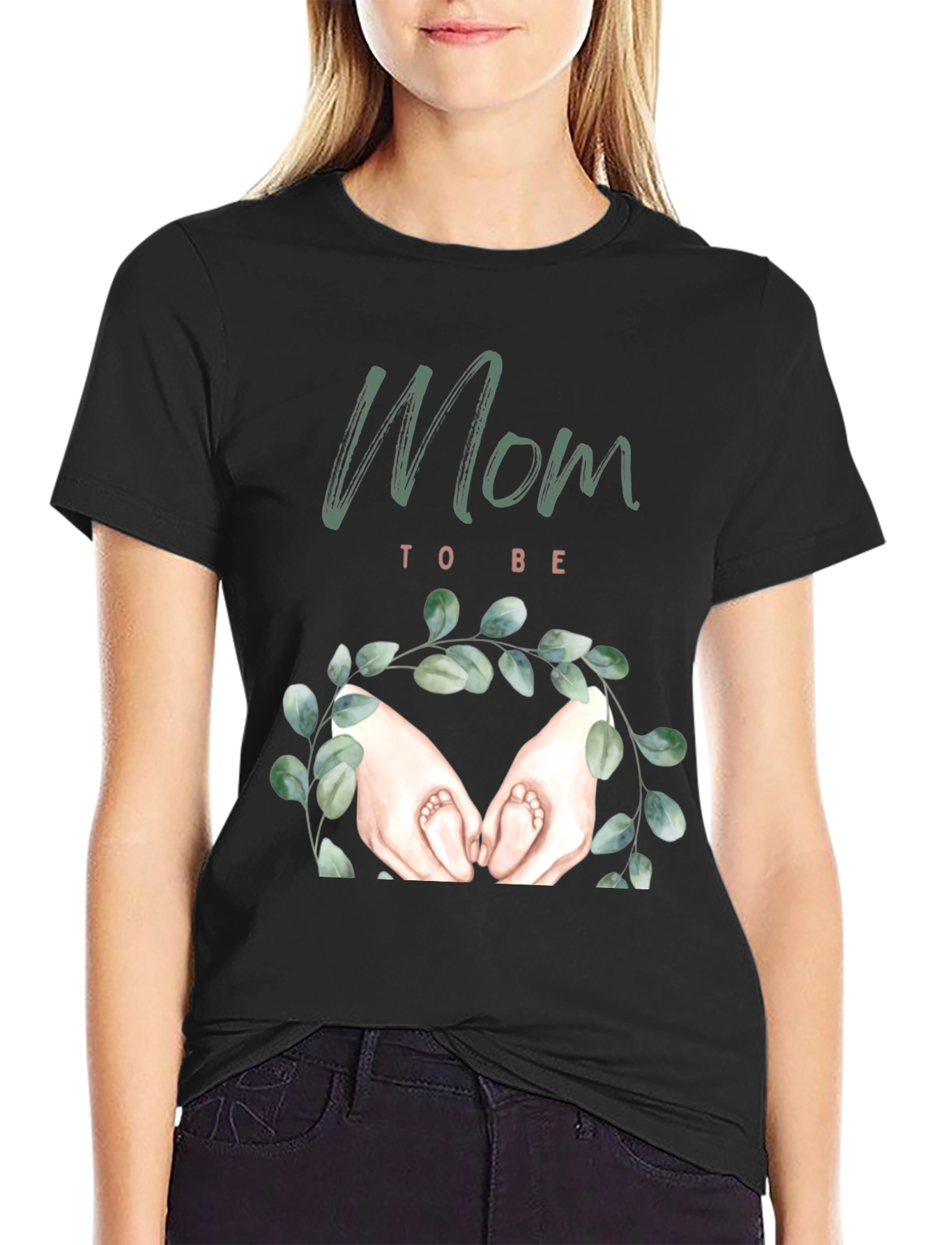 Mom To Be T-Shirt - Baby Feet Pregnancy Announcement Tee