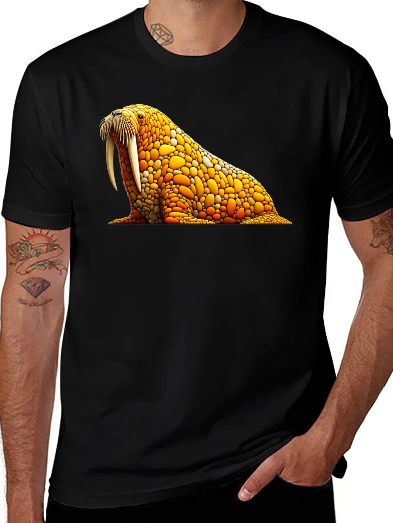 Walrus Mosaic Graphic Tee - Black