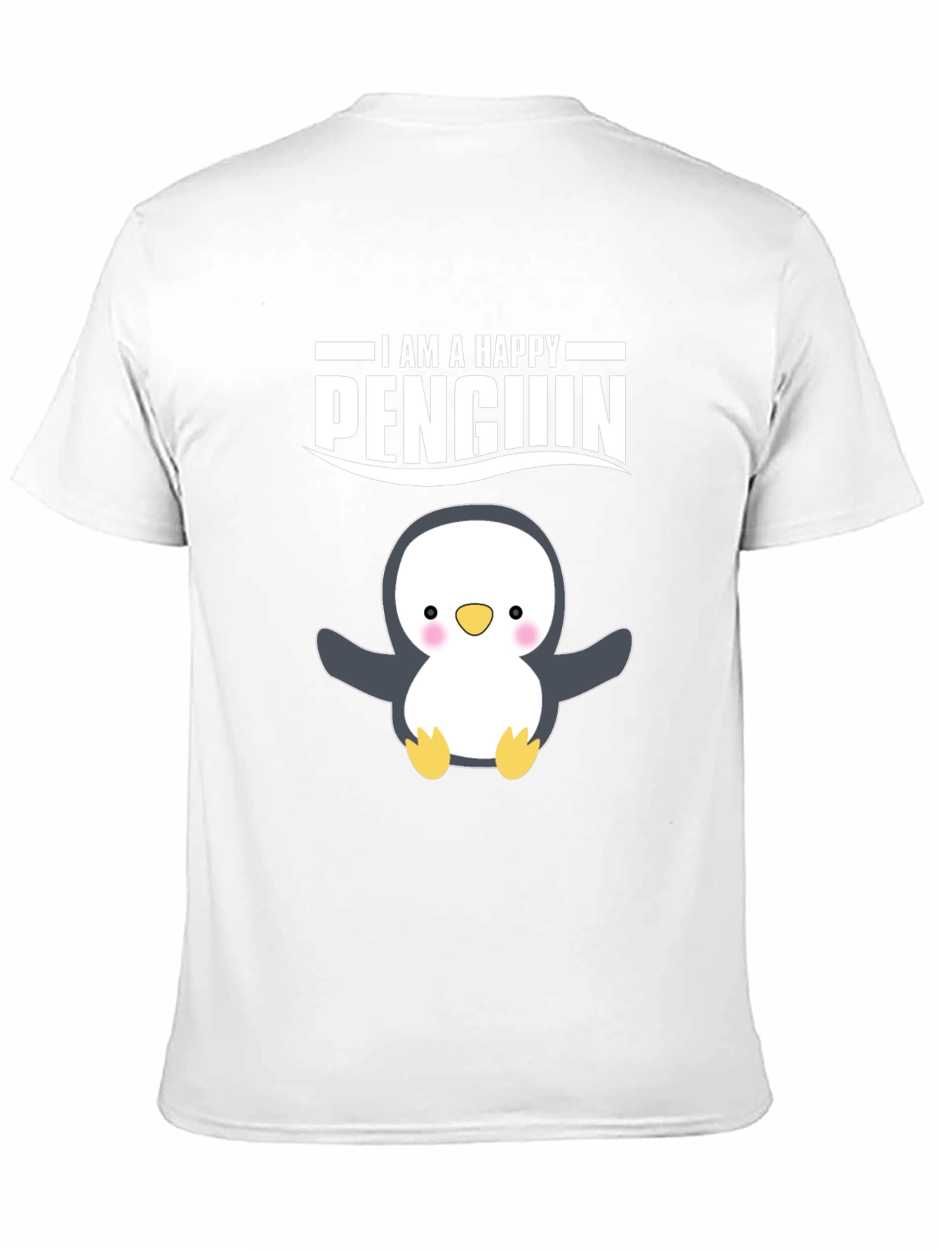 Happy Penguin Graphic Tee - Black Cotton T-Shirt