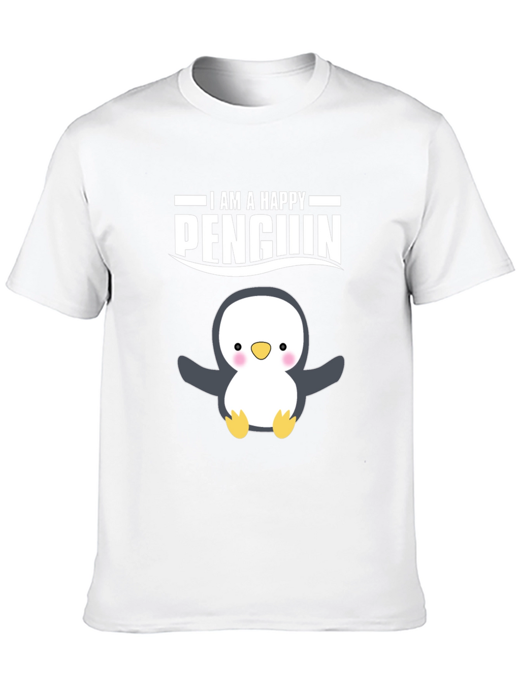 Happy Penguin Graphic Tee - Black Cotton T-Shirt