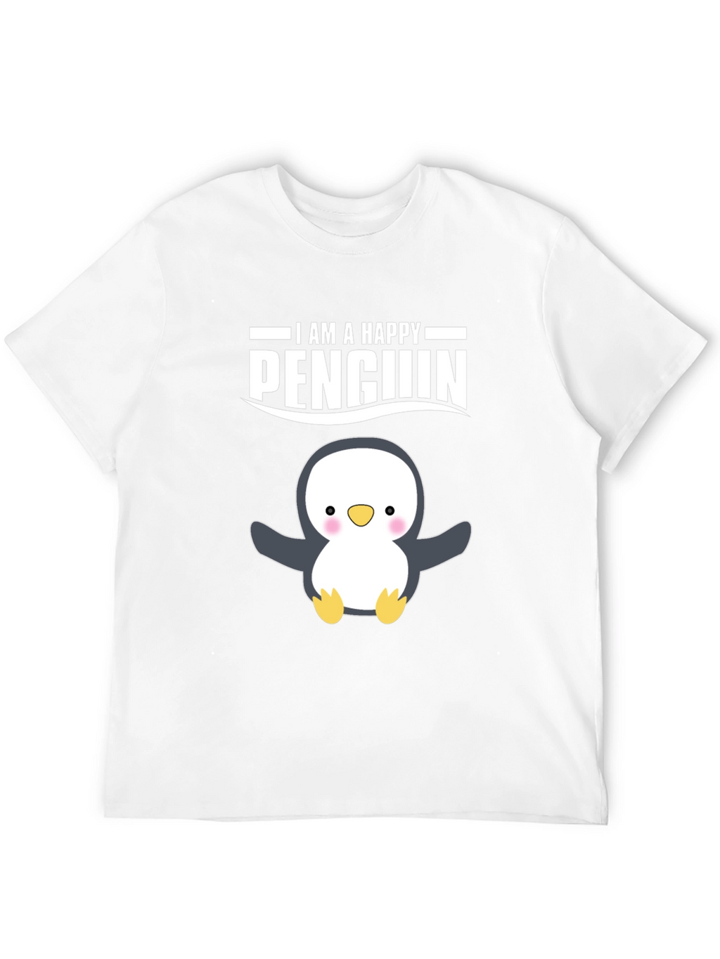 Happy Penguin Graphic Tee - Black Cotton T-Shirt