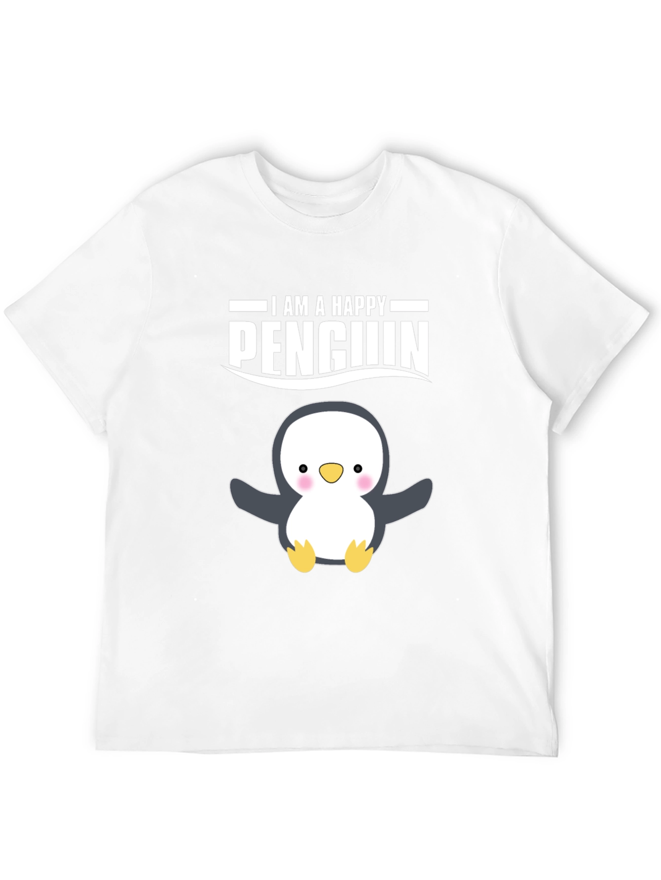 Happy Penguin Graphic Tee - Black Cotton T-Shirt