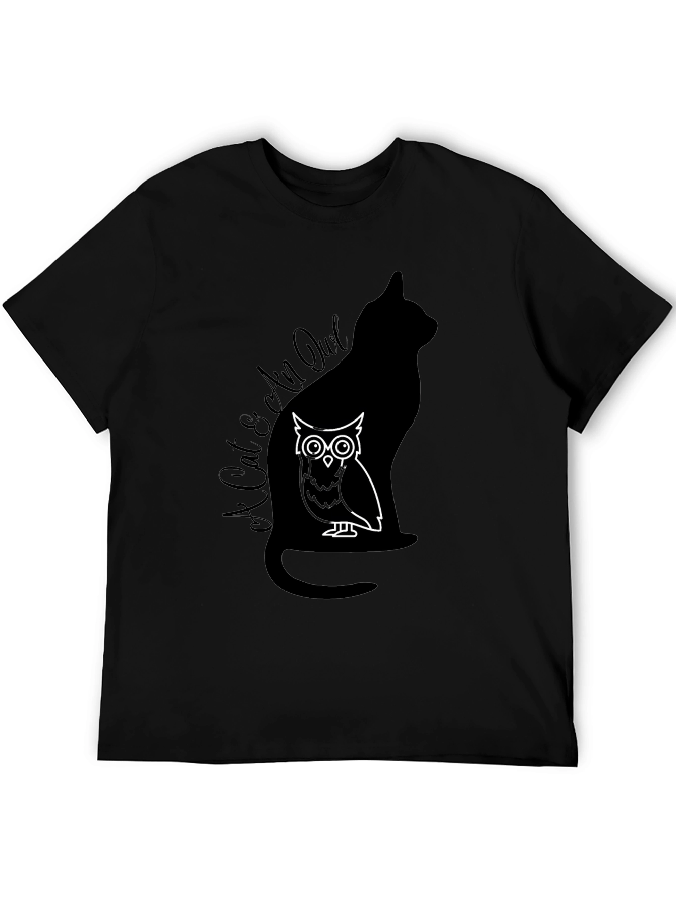Cat & Owl Graphic T-Shirt - Unique Design