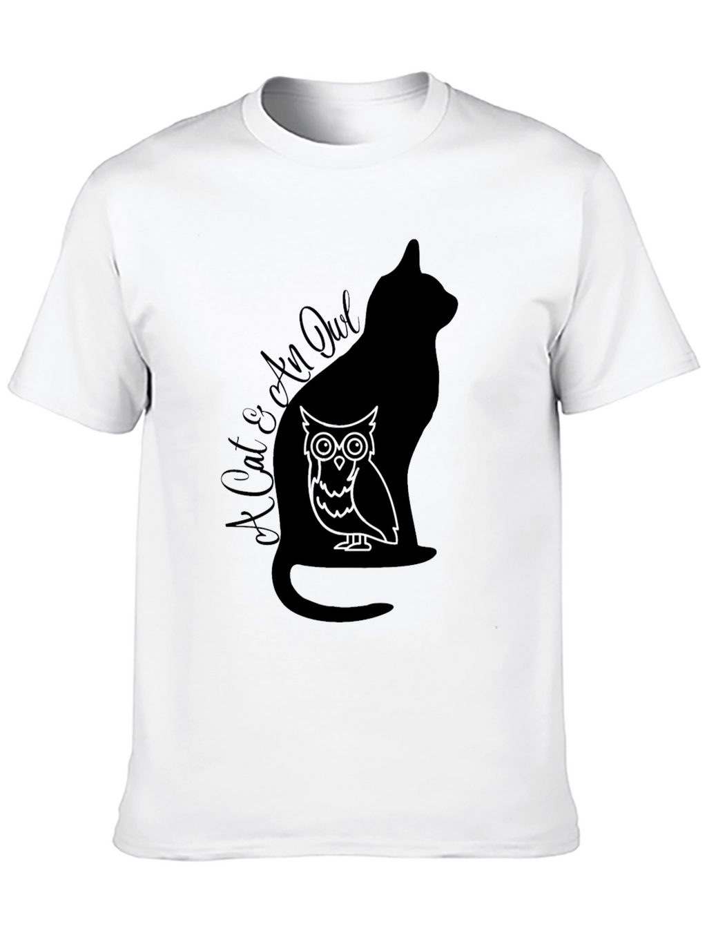 Cat & Owl Graphic T-Shirt - Unique Design