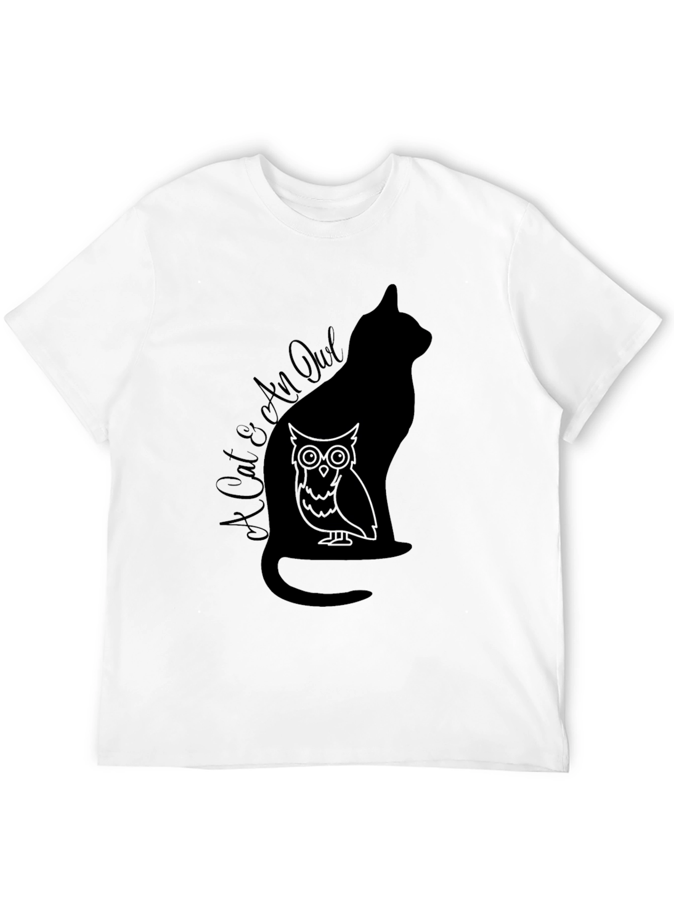 Cat & Owl Graphic T-Shirt - Unique Design