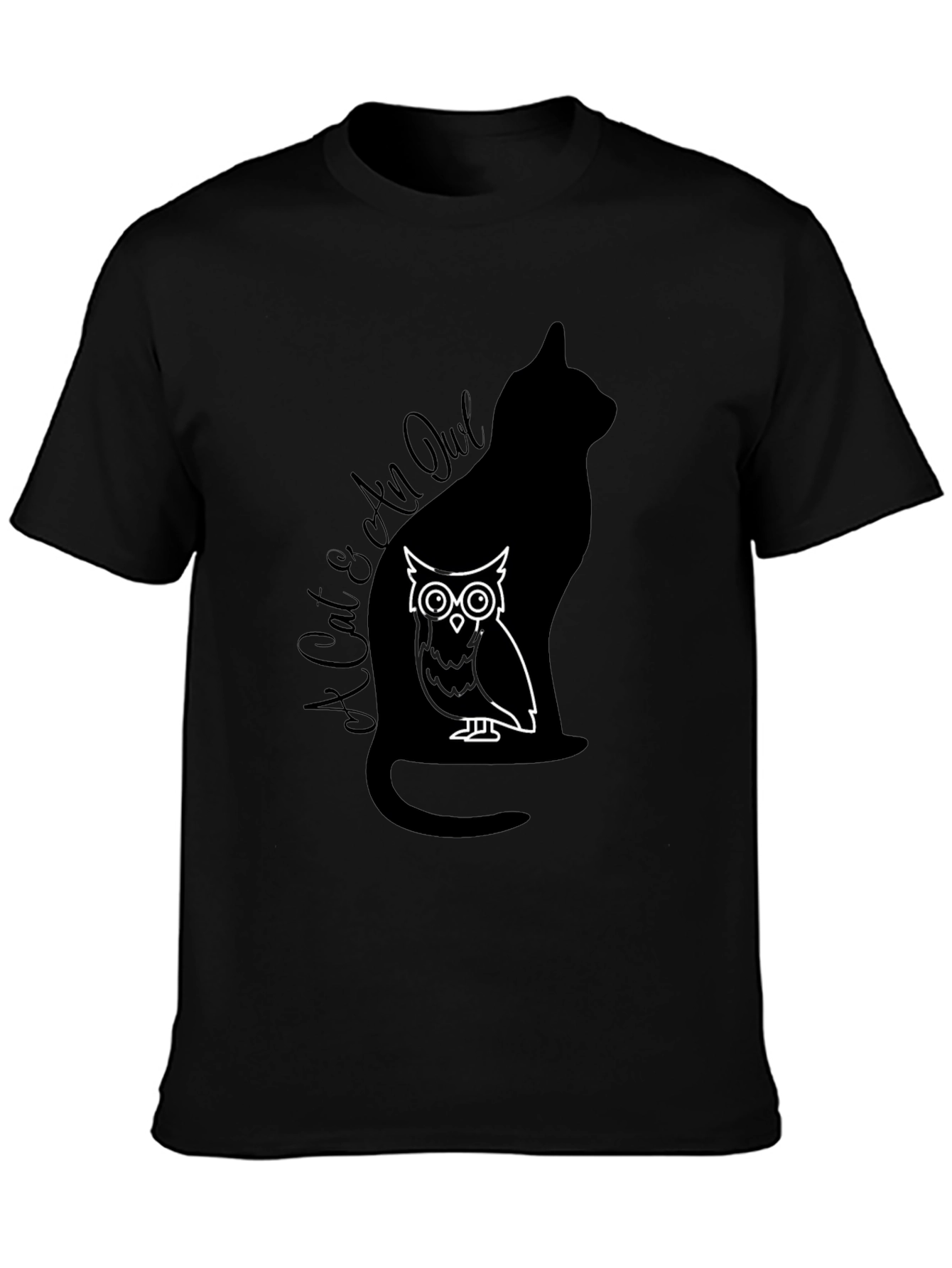 Cat & Owl Graphic T-Shirt - Unique Design