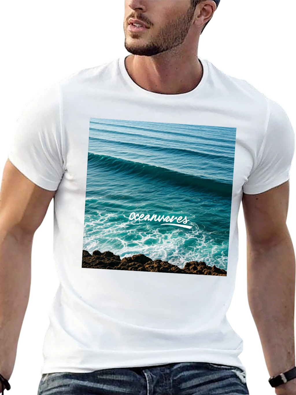 Ocean Waves Graphic T-Shirt - Black