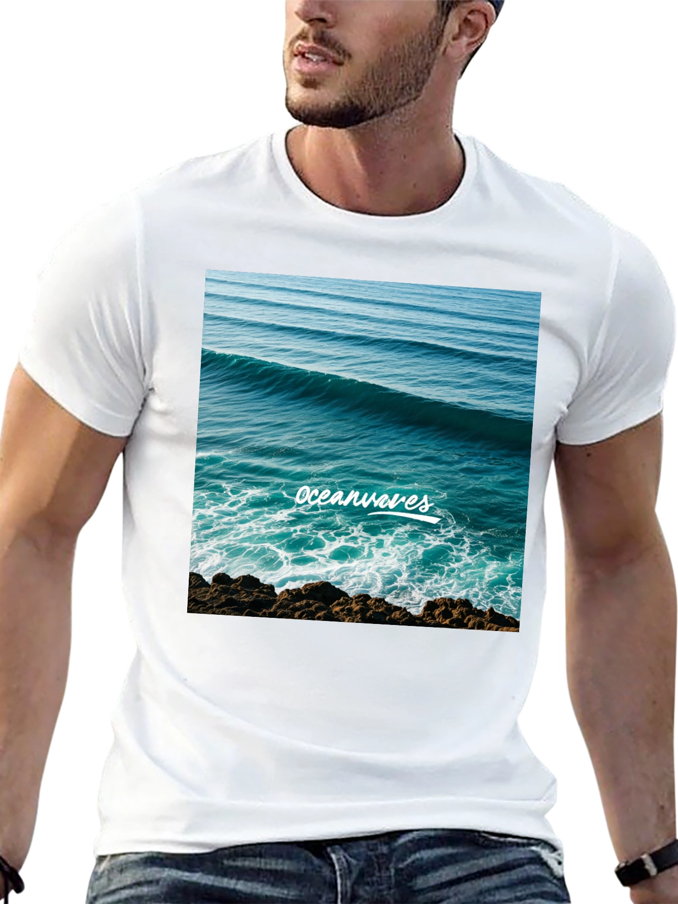 Ocean Waves Graphic T-Shirt - Black