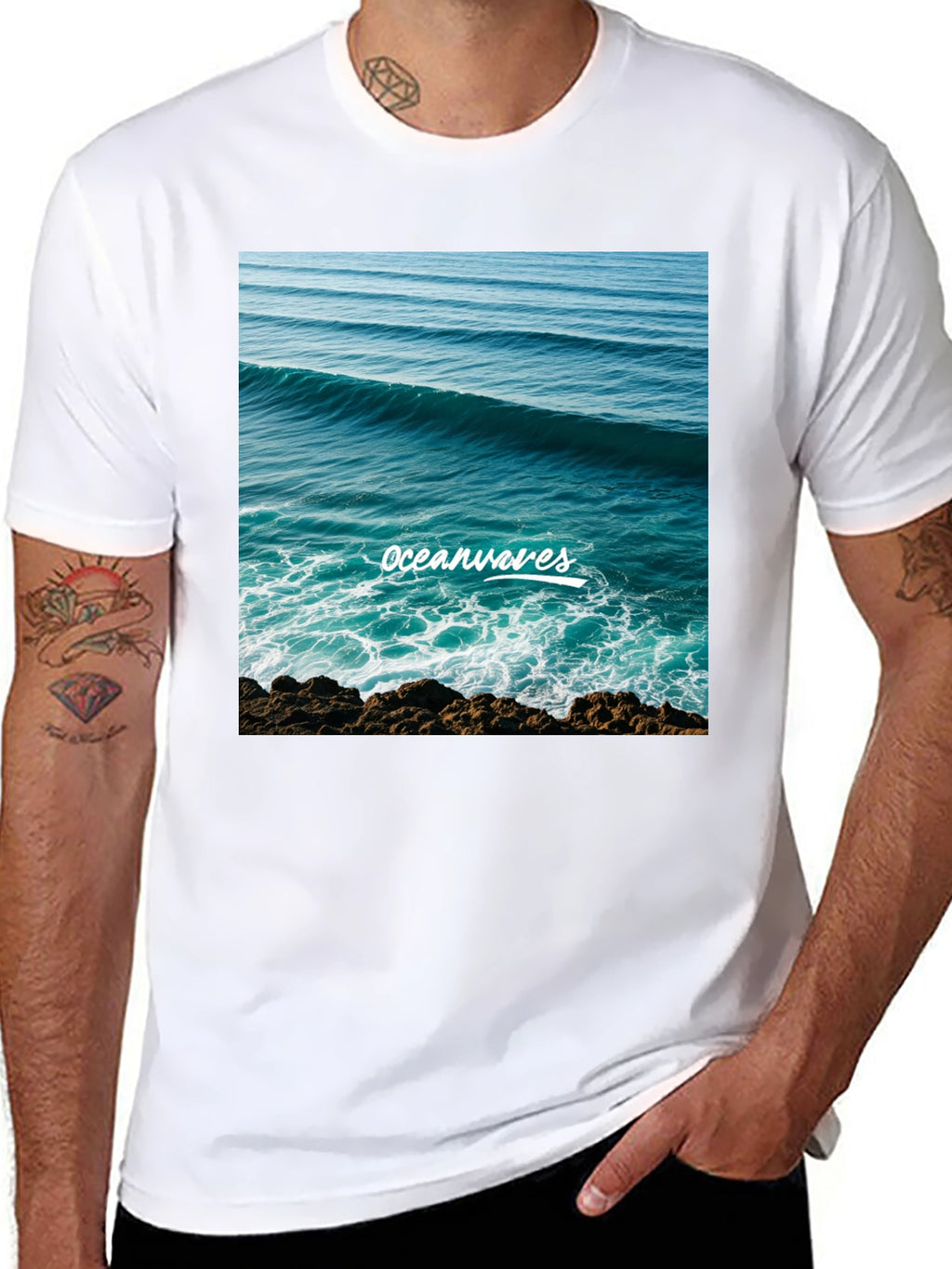 Ocean Waves Graphic T-Shirt - Black