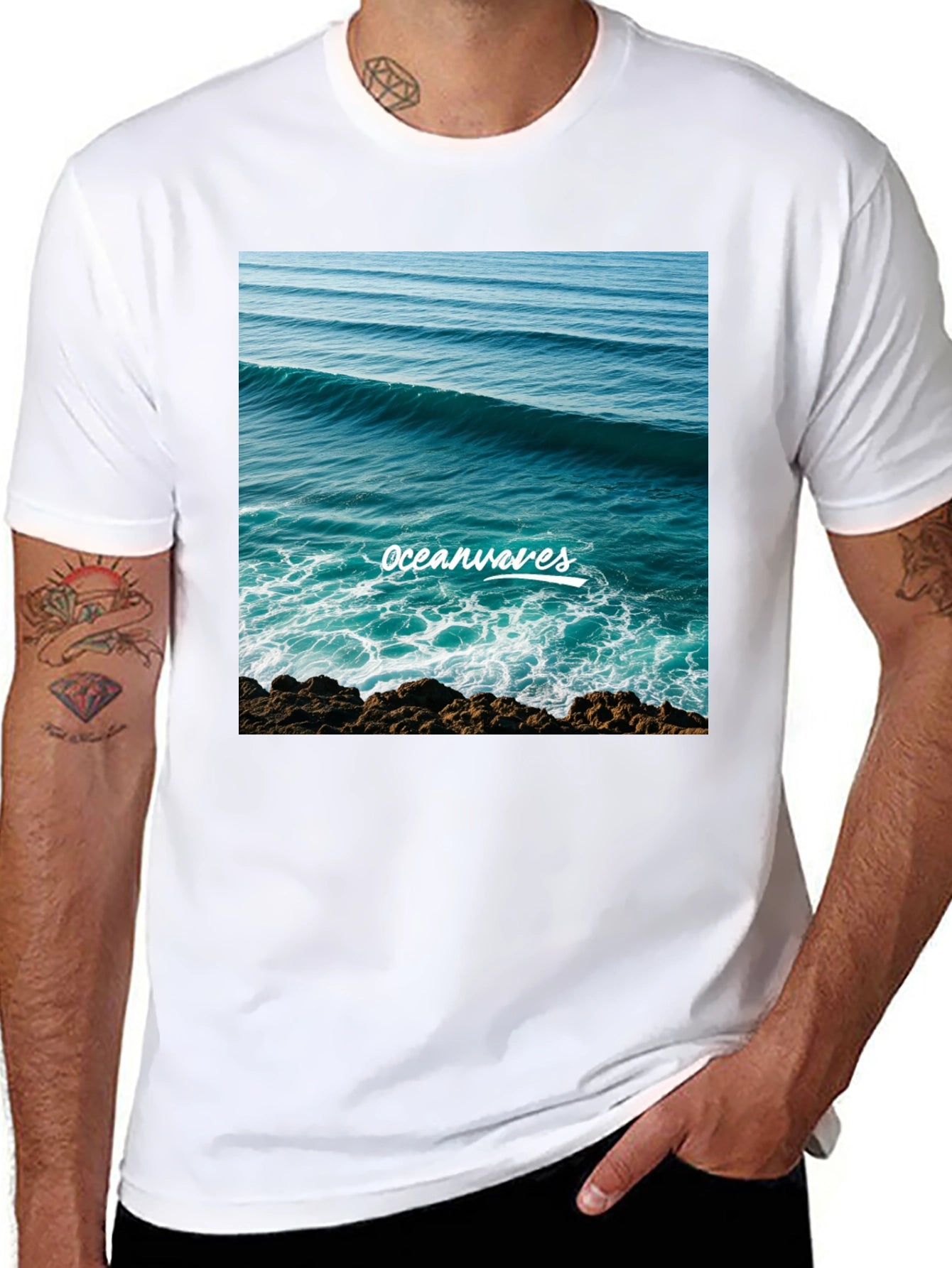 Ocean Waves Graphic T-Shirt - Black