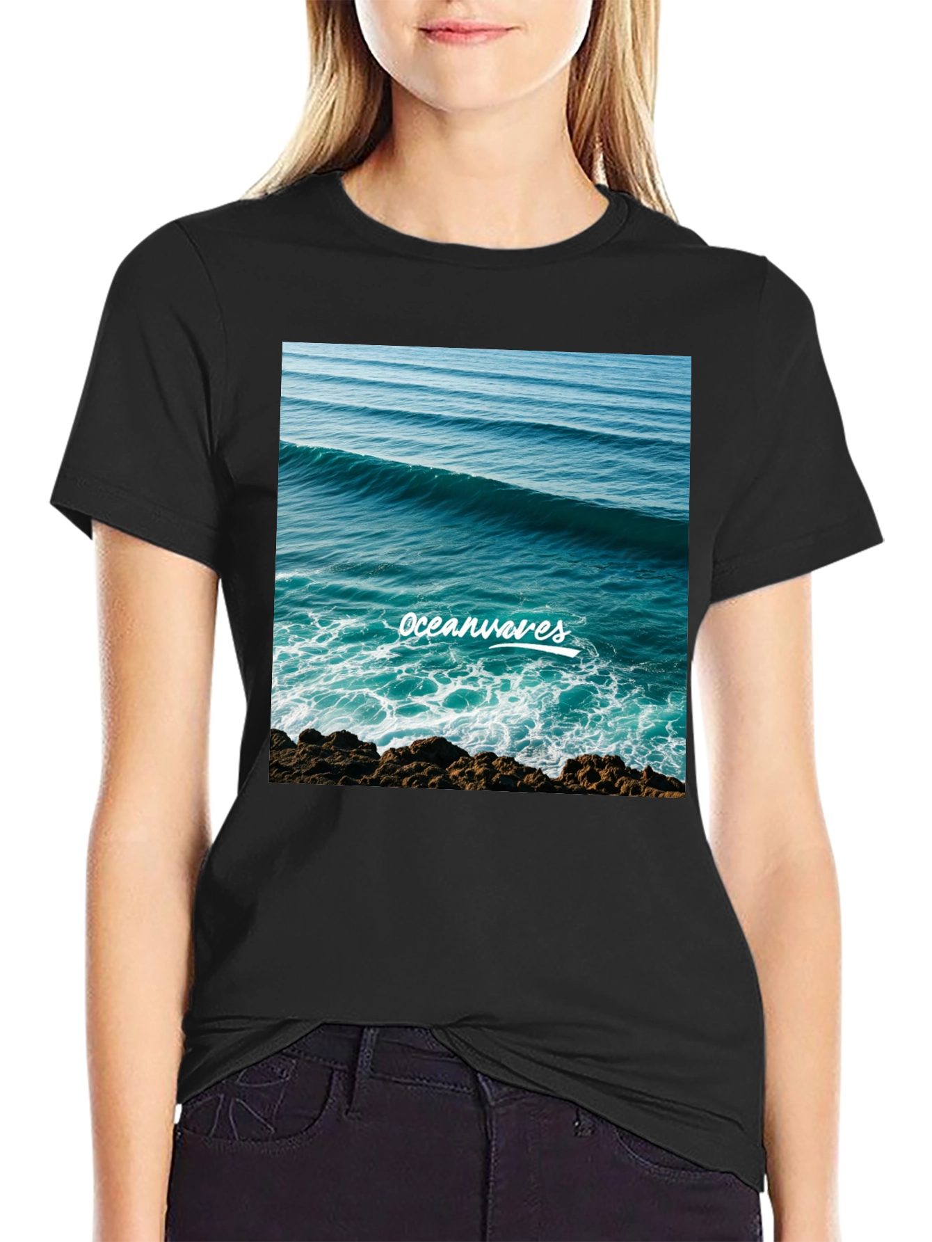 Ocean Waves Graphic T-Shirt - Black