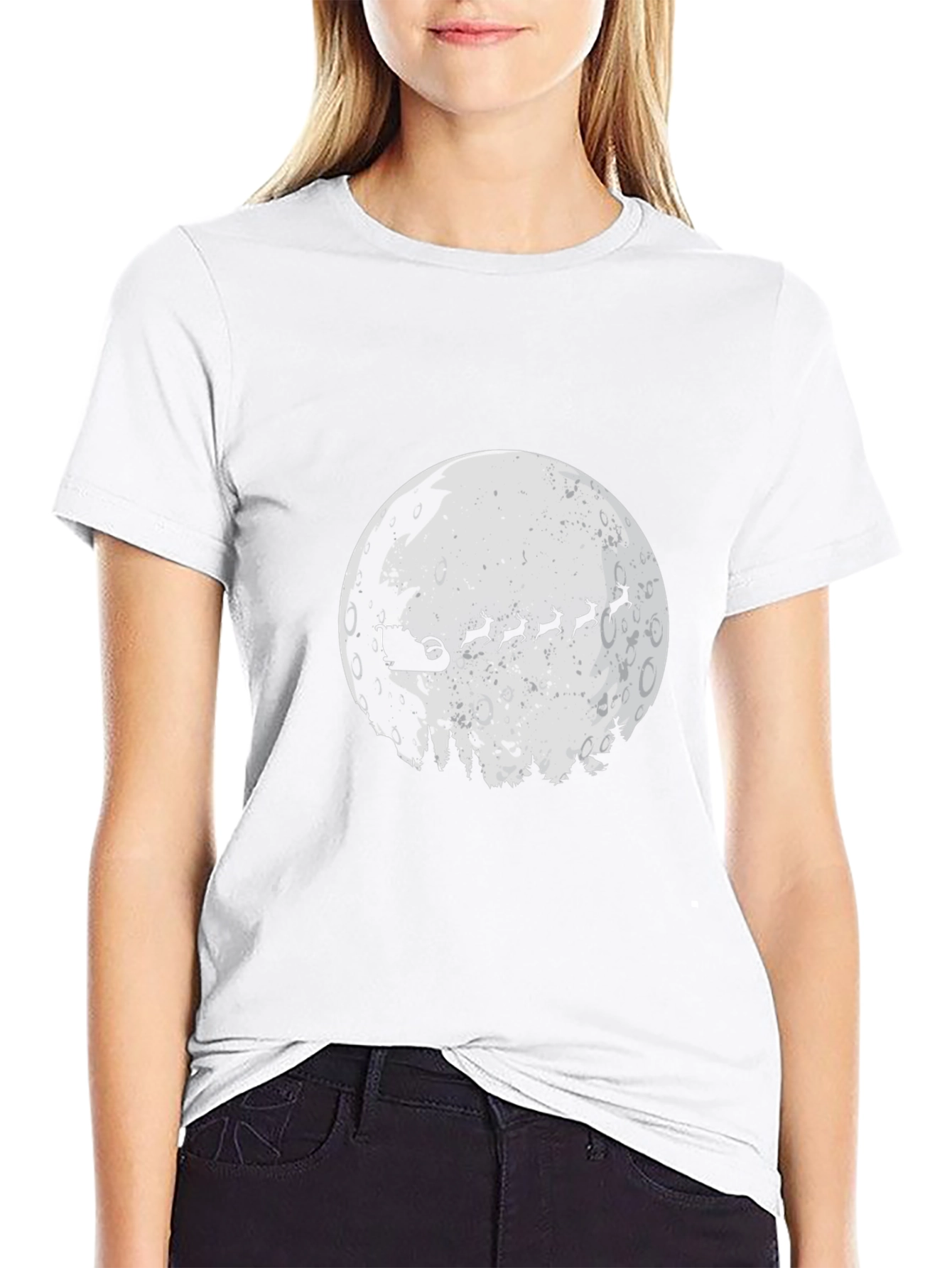 Santas Sleigh Moon T-Shirt - Holiday Christmas Tee