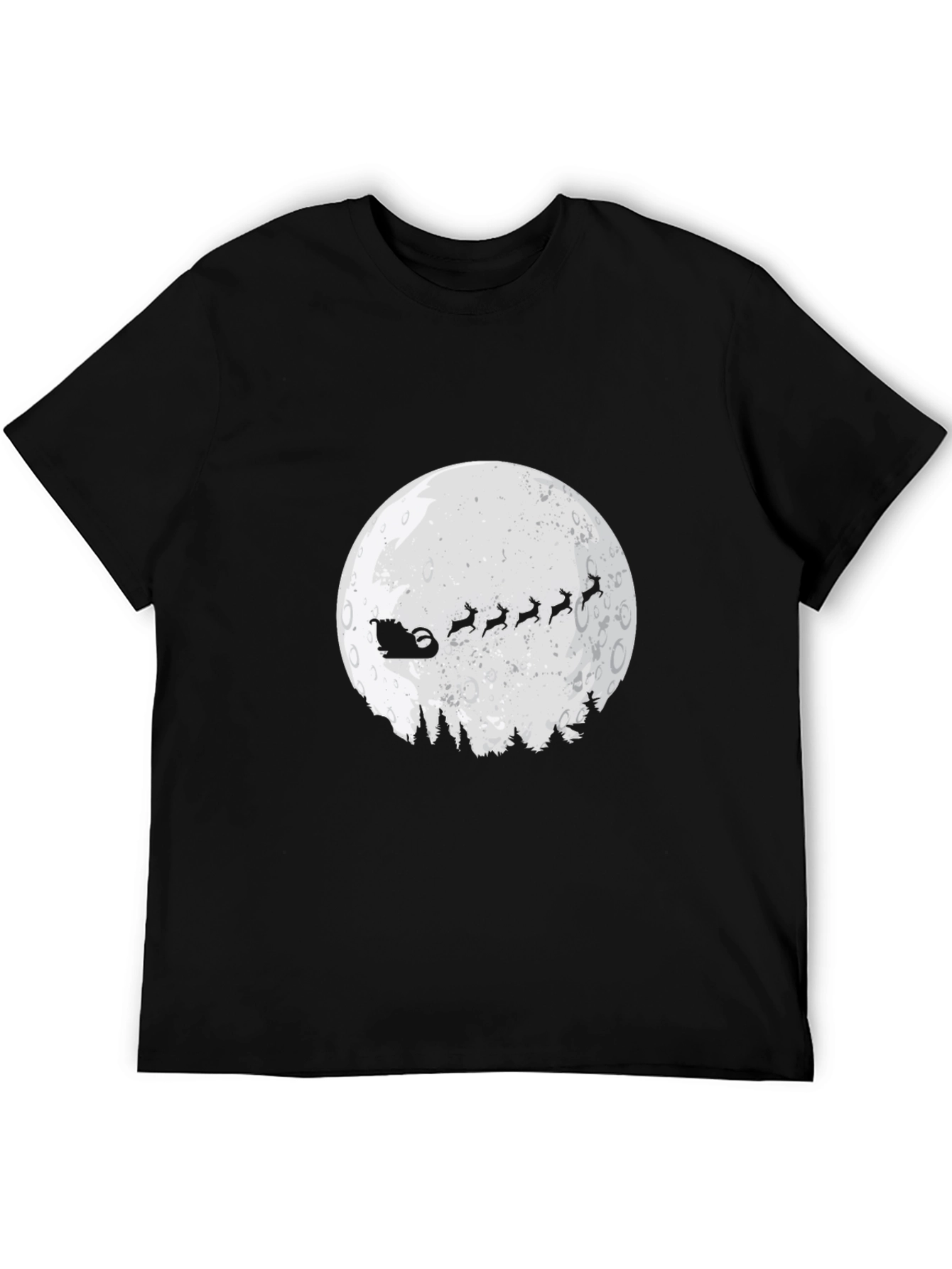 Santas Sleigh Moon T-Shirt - Holiday Christmas Tee