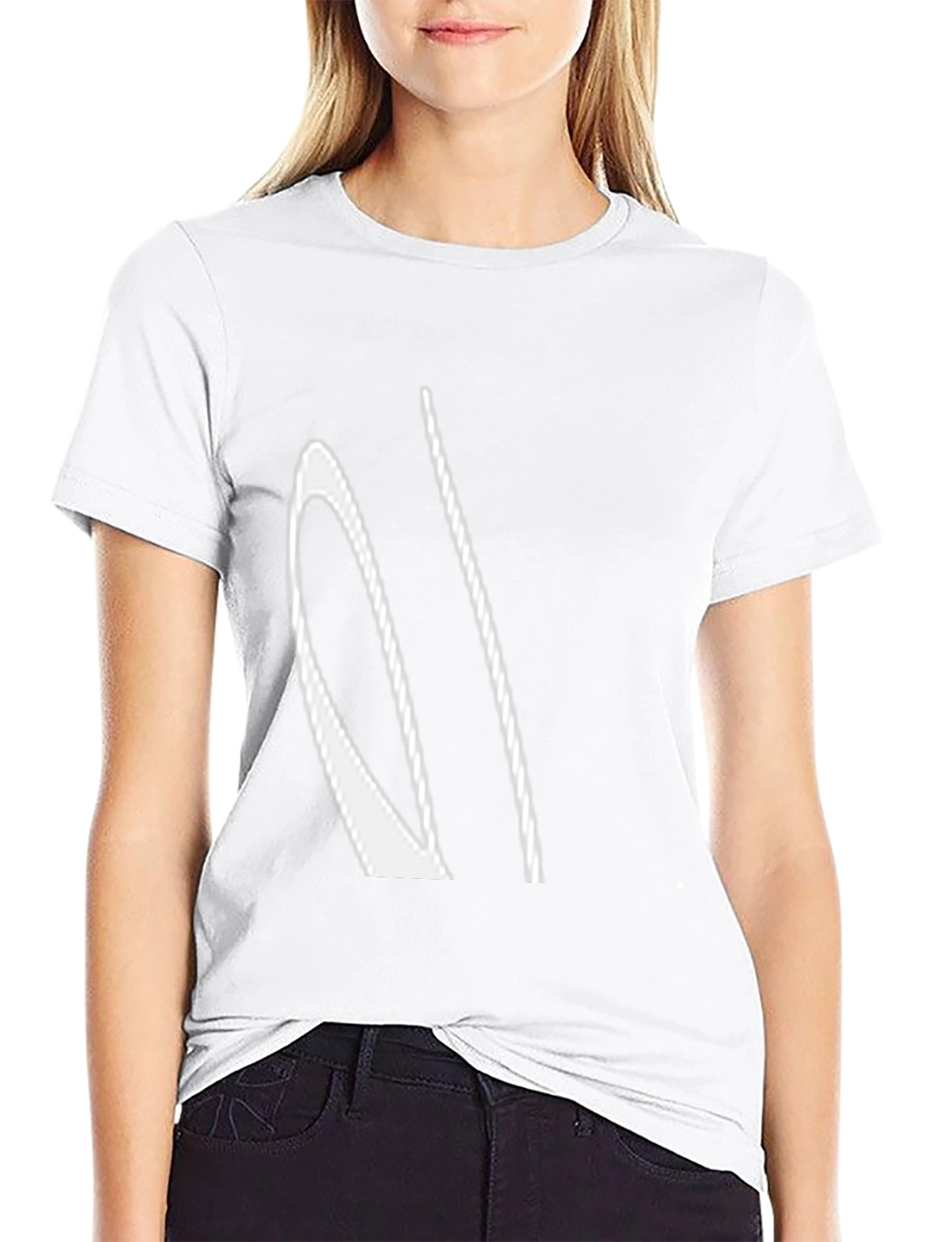 Abstract White Design Black T-Shirt