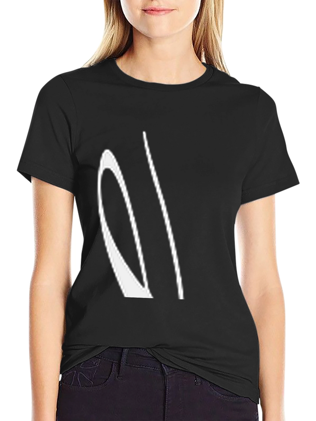 Abstract White Design Black T-Shirt