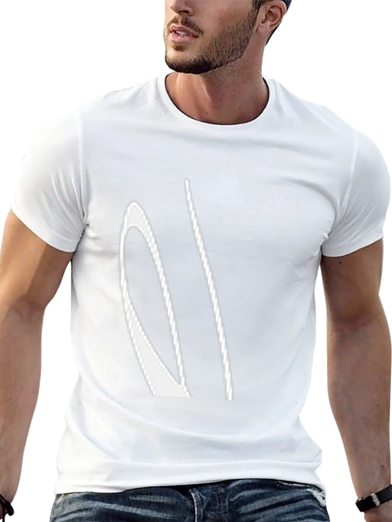 Abstract White Design Black T-Shirt