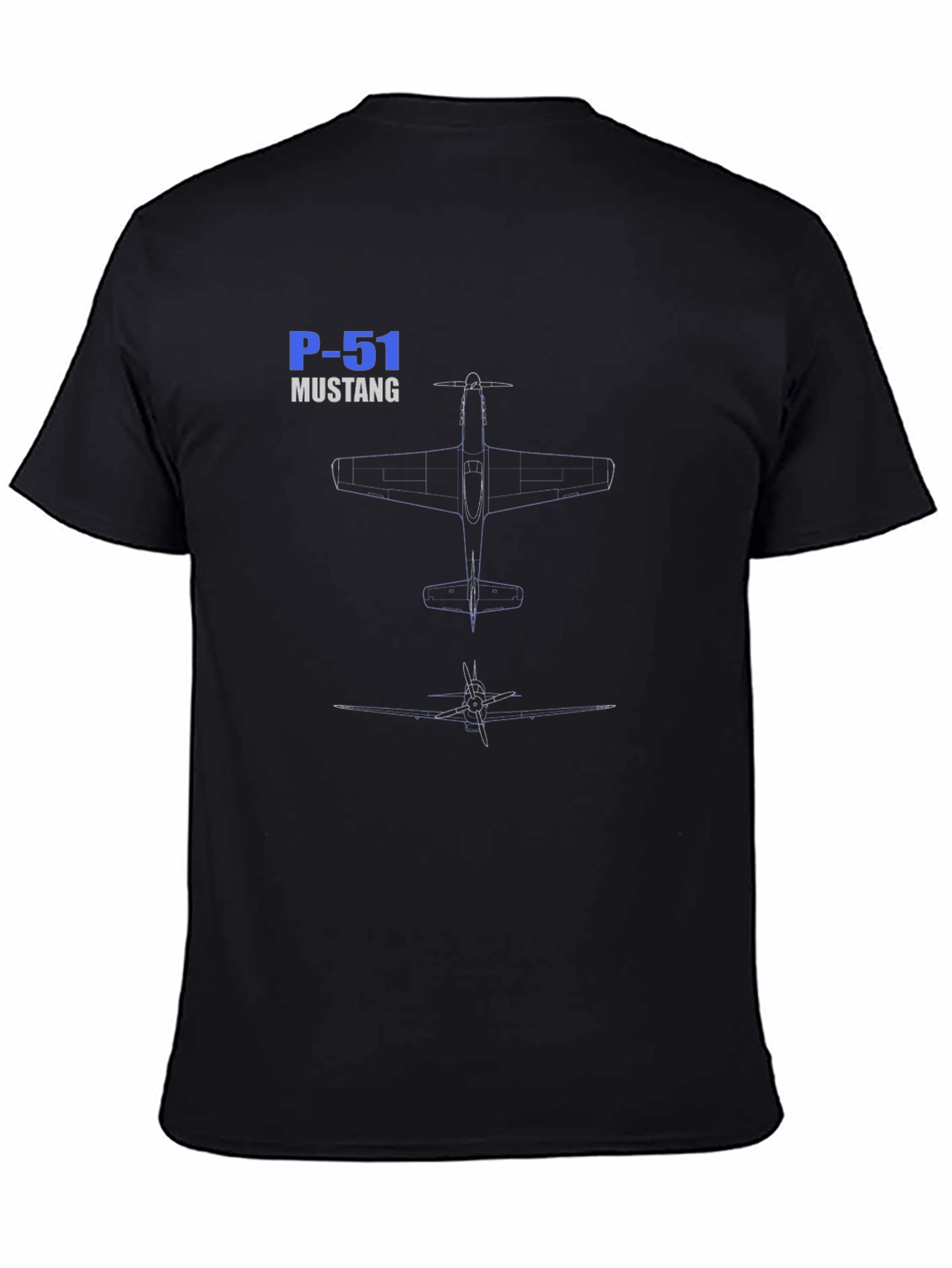 P-51 Mustang Blueprint T-Shirt - Aviation History