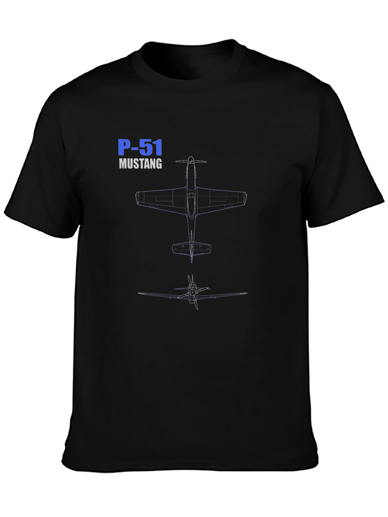 P-51 Mustang Blueprint T-Shirt - Aviation History