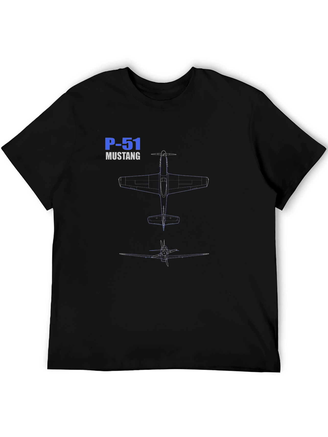 P-51 Mustang Blueprint T-Shirt - Aviation History