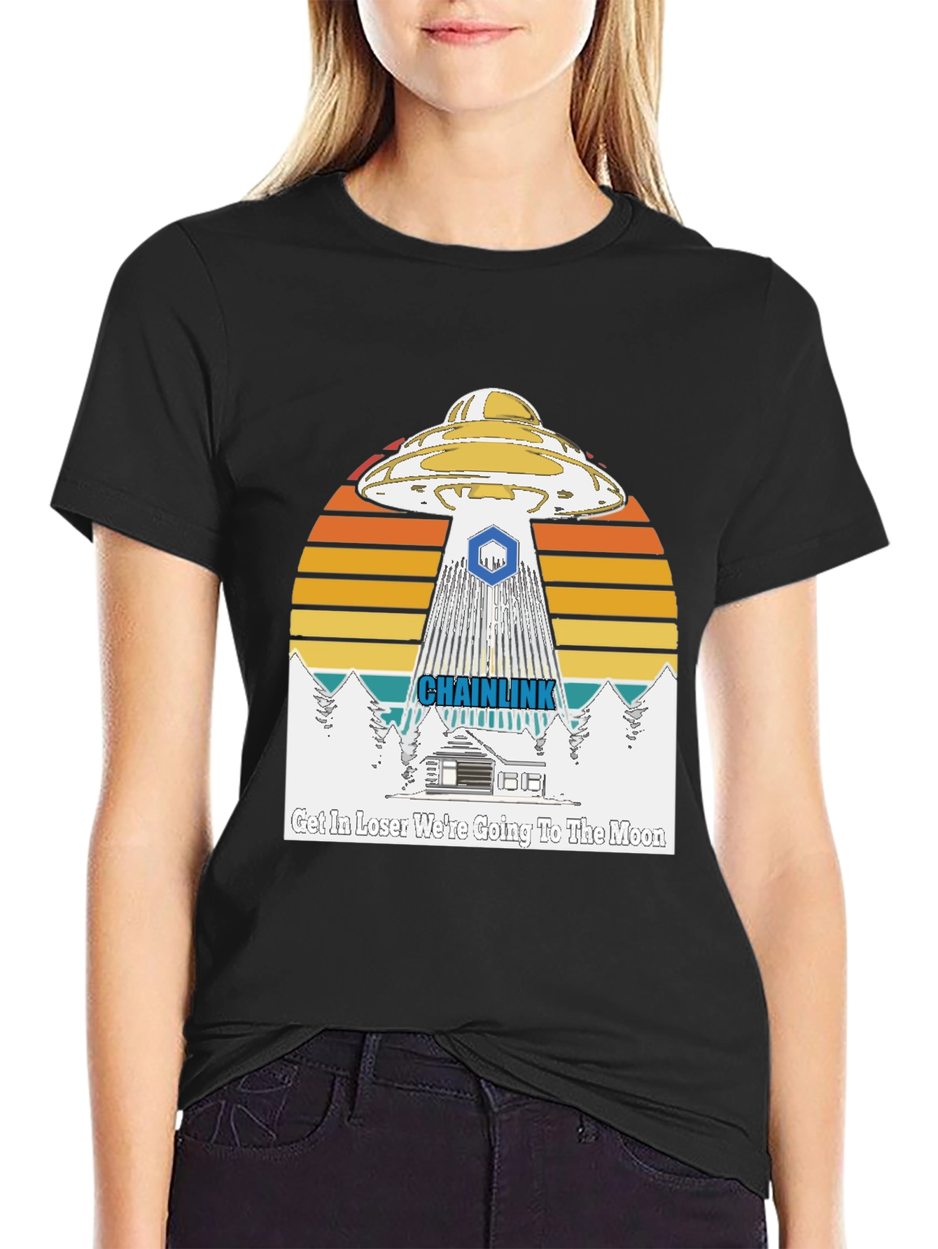 Chainlink UFO T-Shirt - Get In Loser To the Moon!
