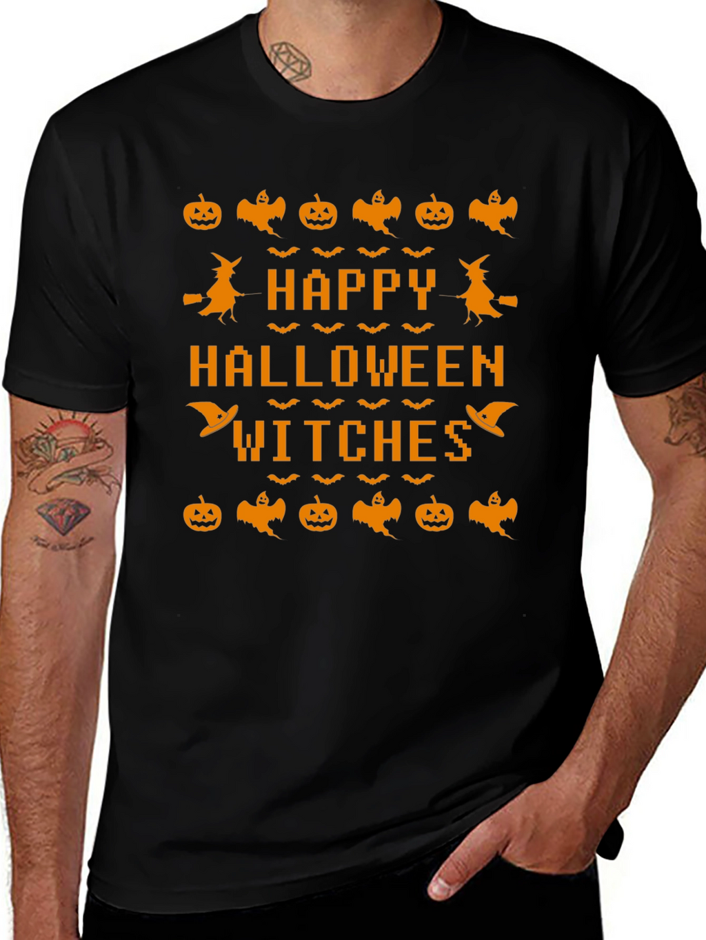Happy Halloween Witches Black T-Shirt
