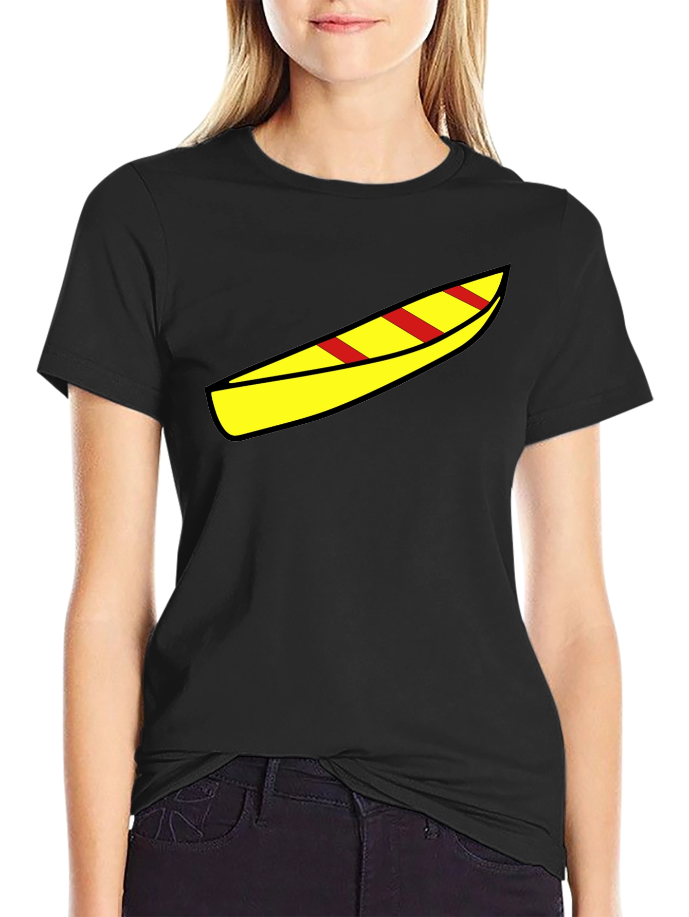 Canoe Graphic Tee - Black Cotton Casual Shirt