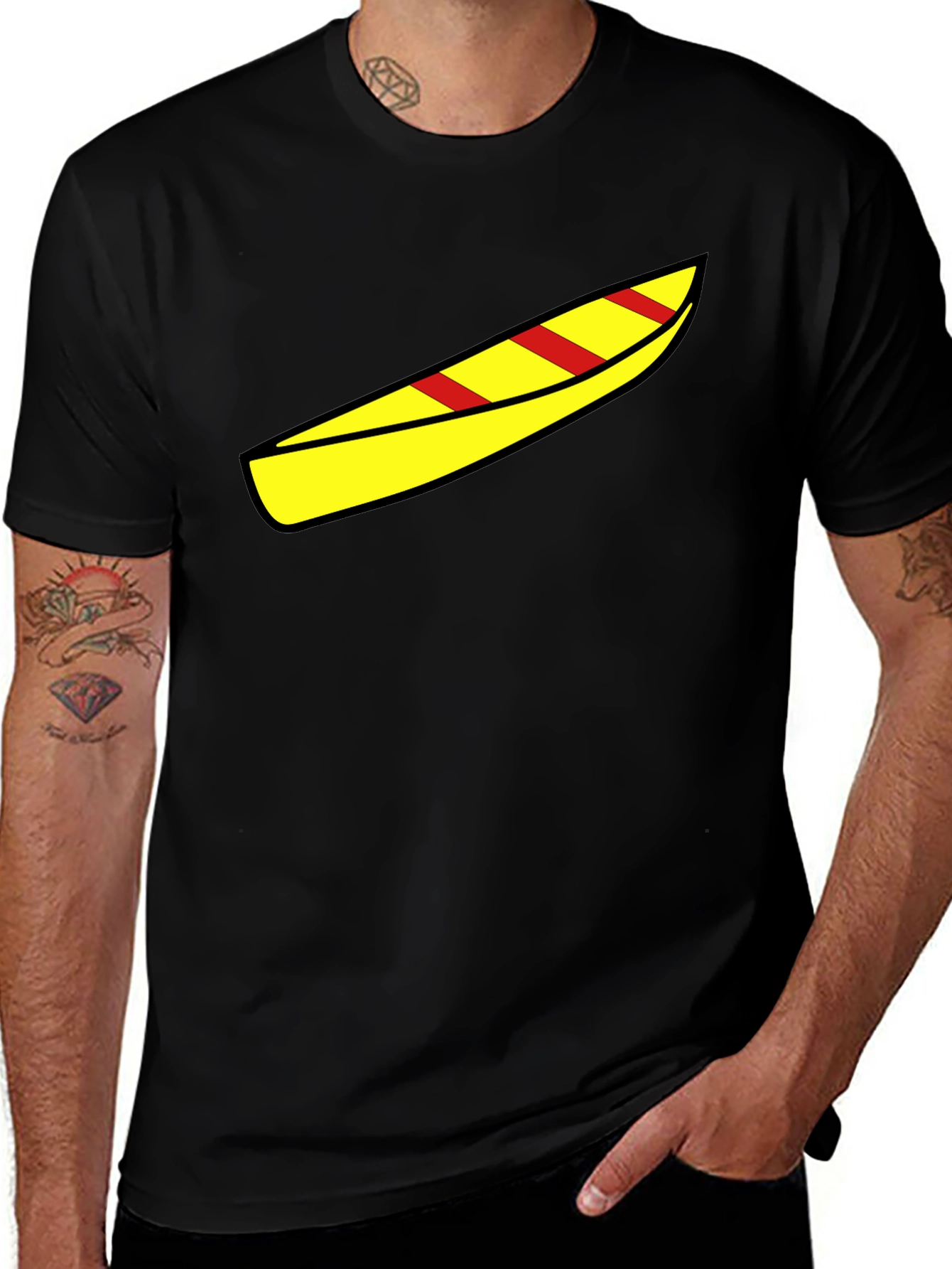 Canoe Graphic Tee - Black Cotton Casual Shirt