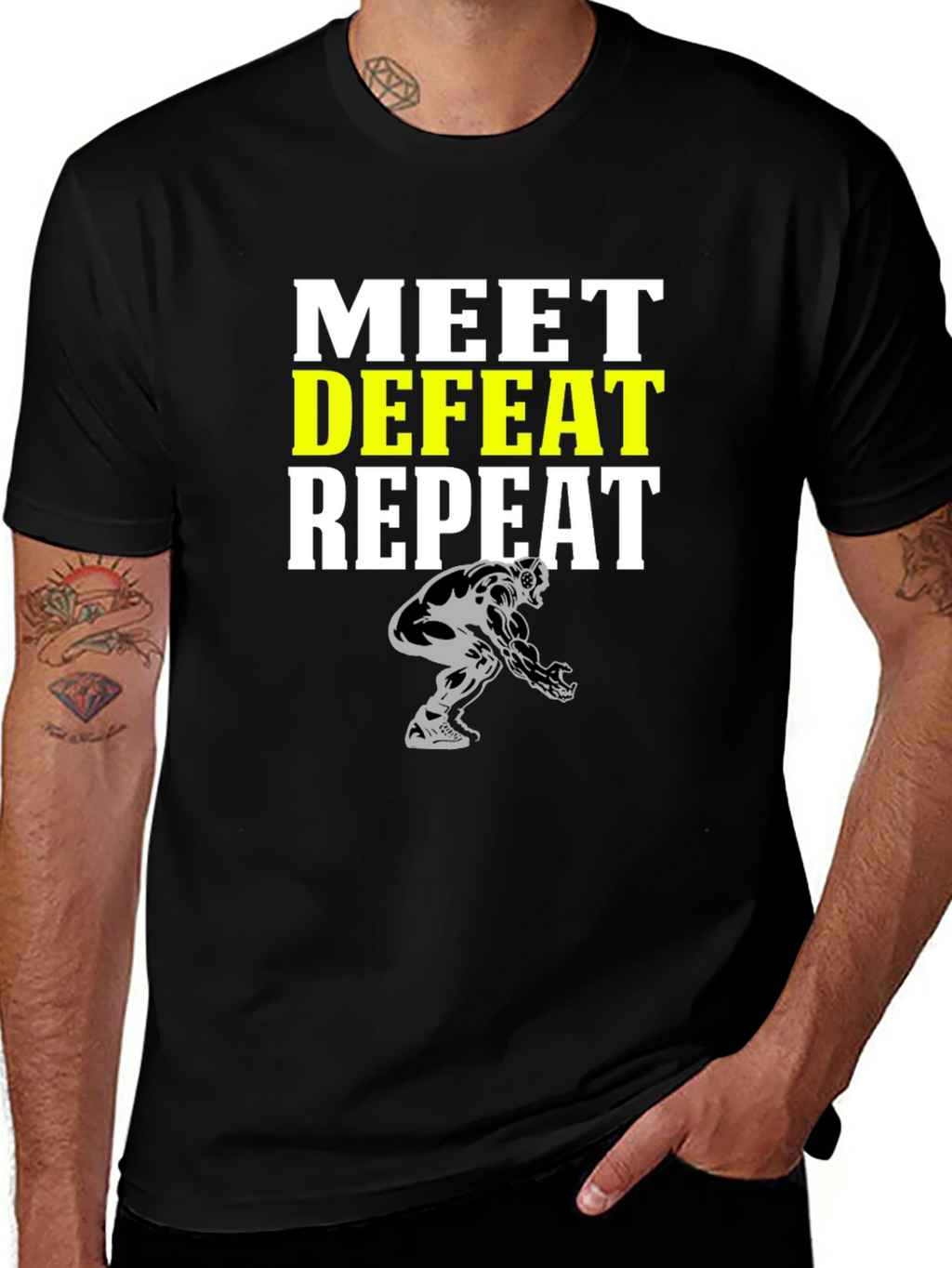 Meet Defeat Repeat Graphic T-Shirt
