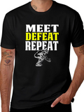 Meet Defeat Repeat Graphic T-Shirt