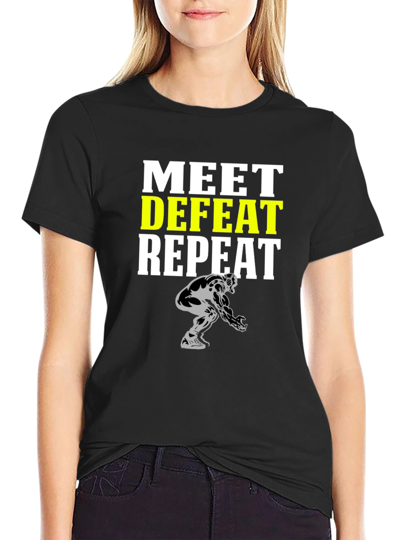 Meet Defeat Repeat Graphic T-Shirt