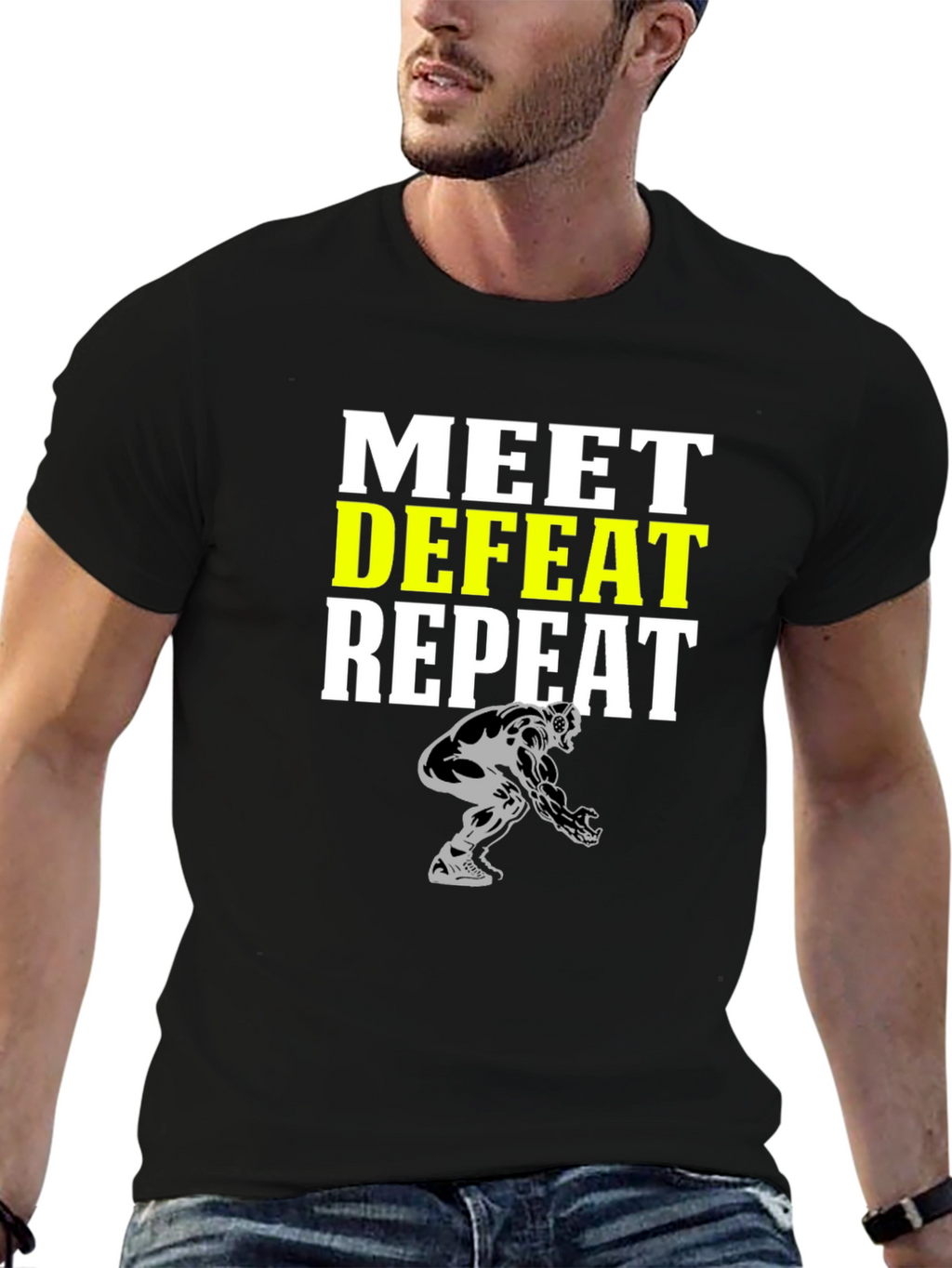 Meet Defeat Repeat Graphic T-Shirt