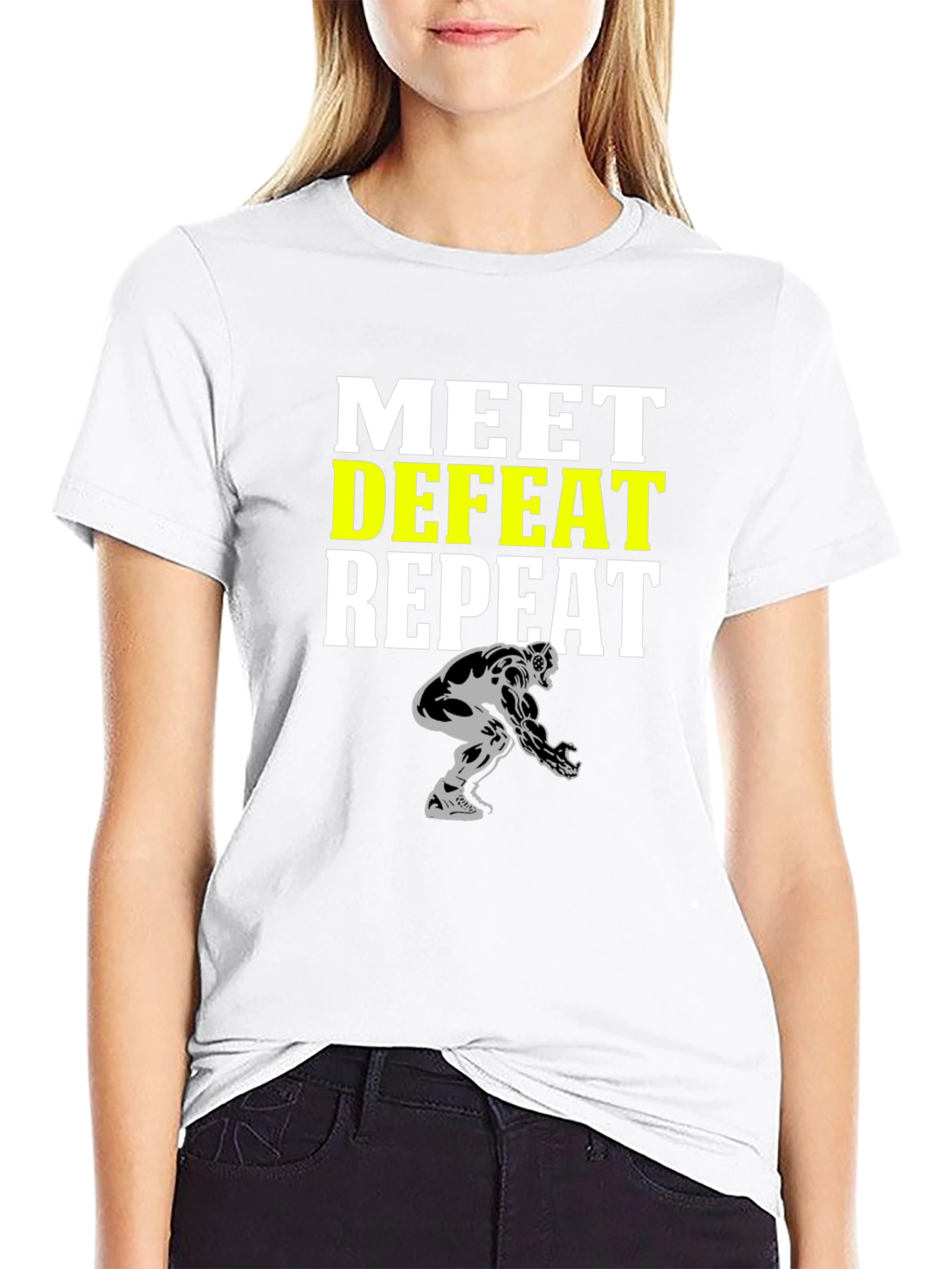 Meet Defeat Repeat Graphic T-Shirt
