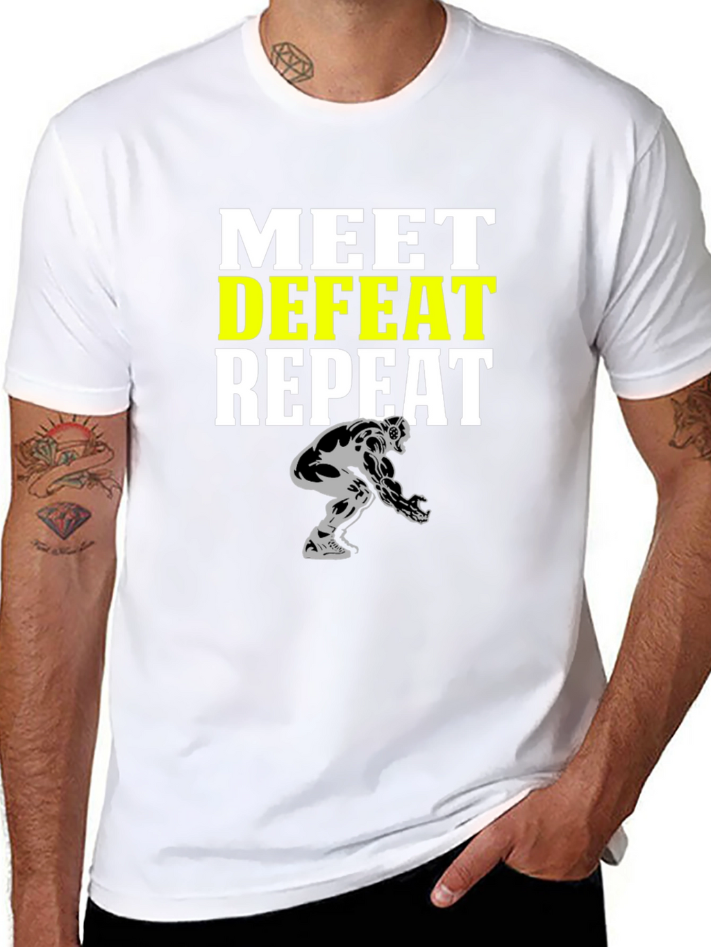 Meet Defeat Repeat Graphic T-Shirt