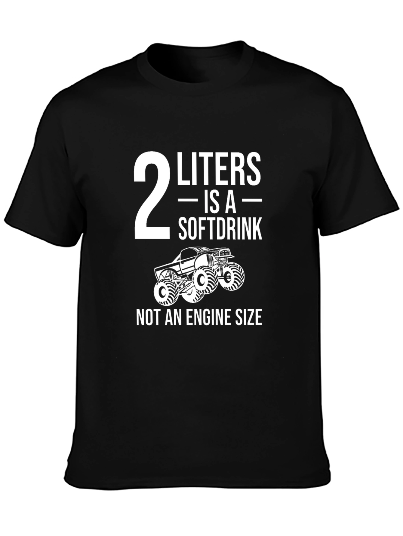2 Liters Soft Drink Engine Size Funny Black T-Shirt