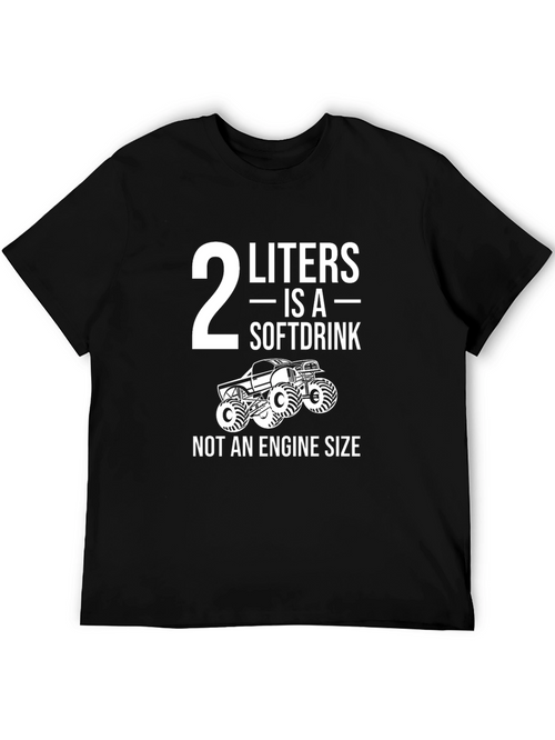 2 Liters Soft Drink Engine Size Funny Black T-Shirt