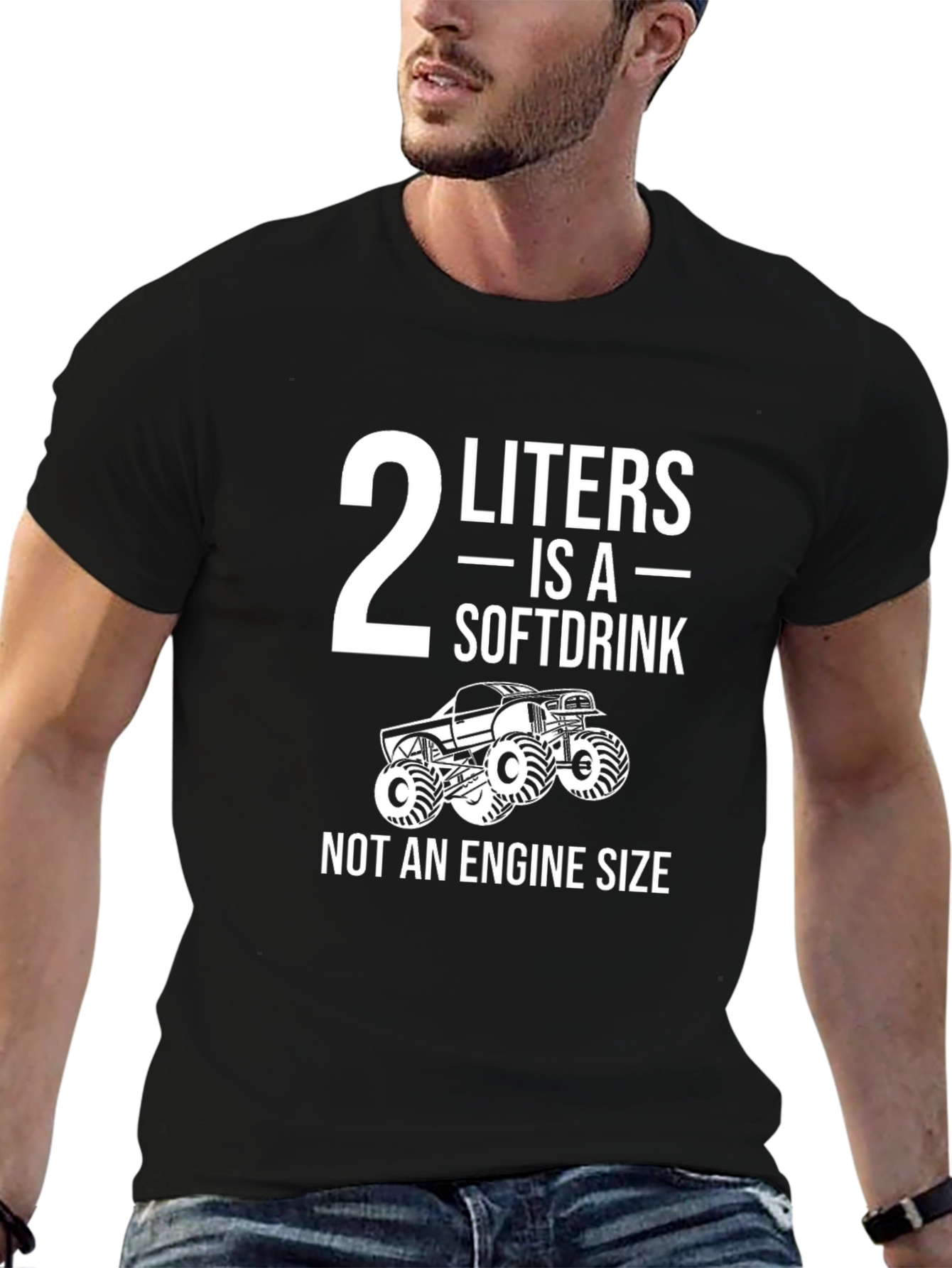 2 Liters Soft Drink Engine Size Funny Black T-Shirt