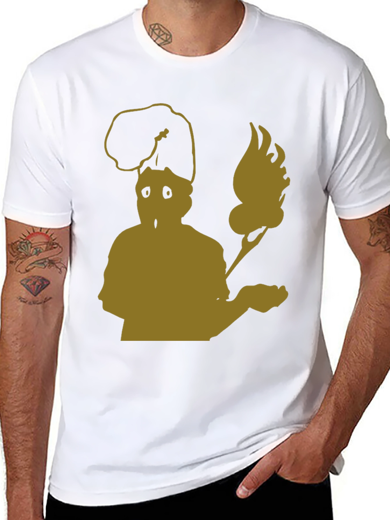 Abstract Chef Graphic Tee - Black Cotton Blend