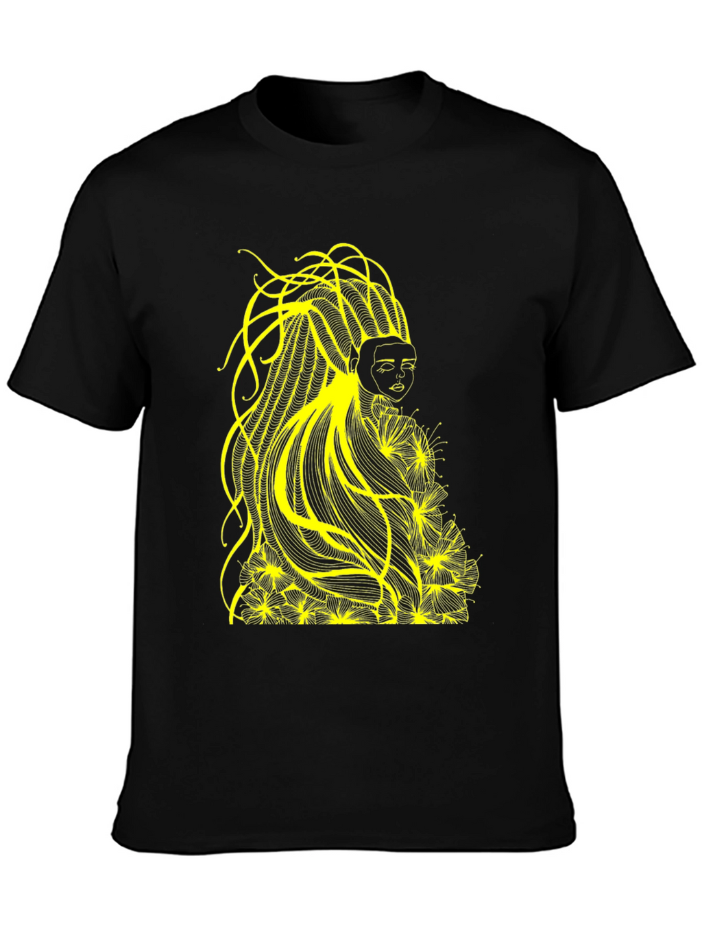 Abstract Yellow Graphic Tee - Black
