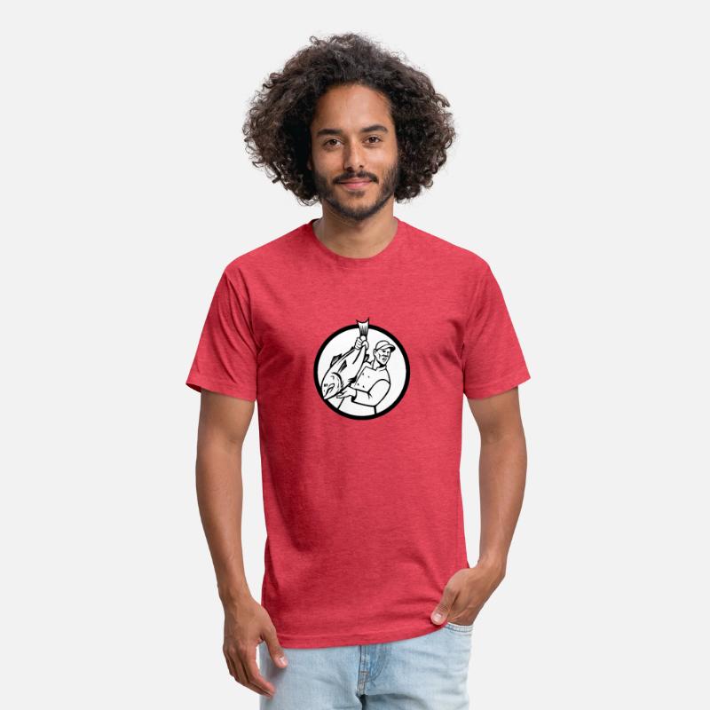 Fishmonger Holding and Selling Fish Circle Retro