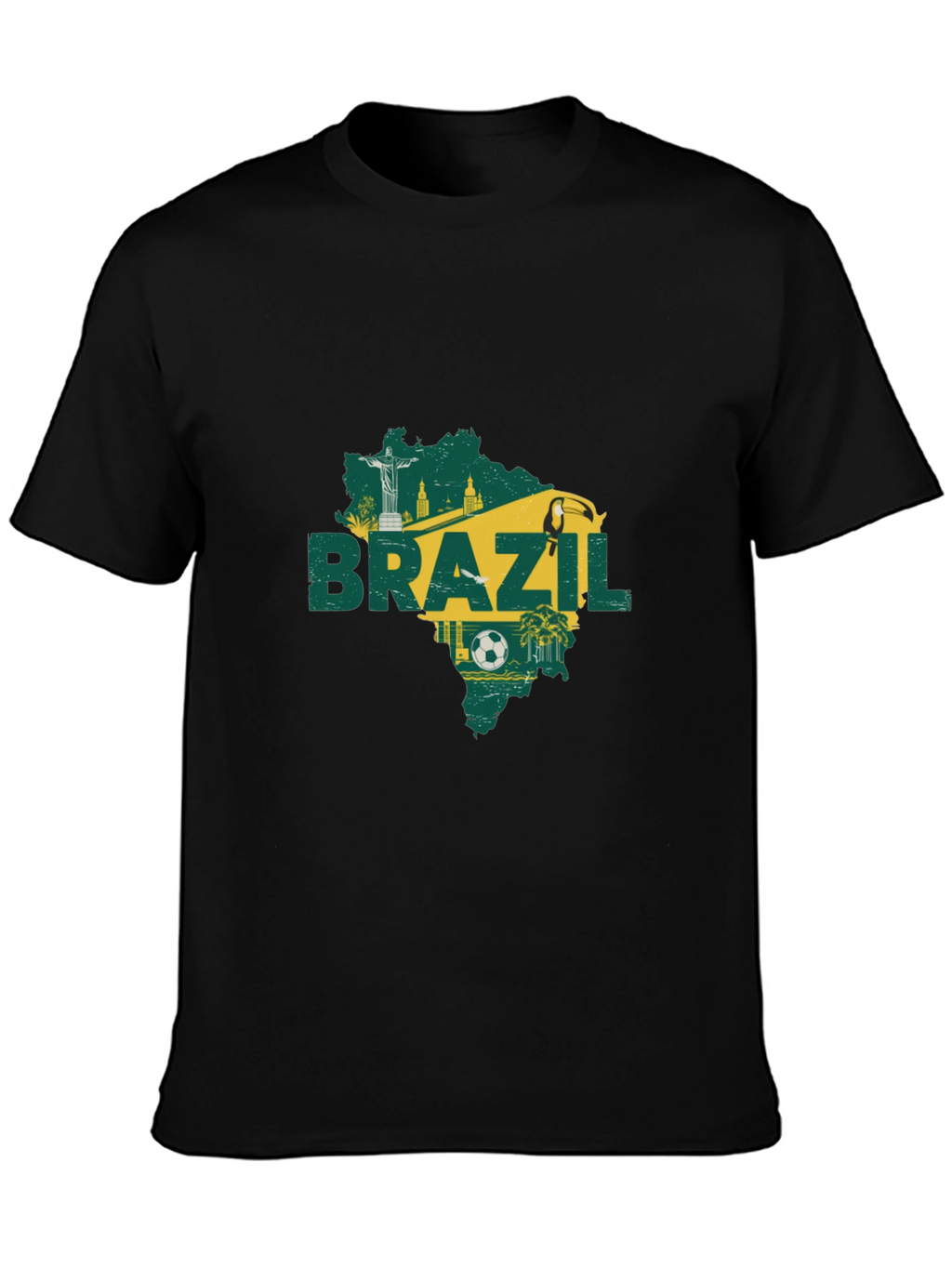 Brazil Map Graphic T-Shirt - Black