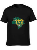 Brazil Map Graphic T-Shirt - Black