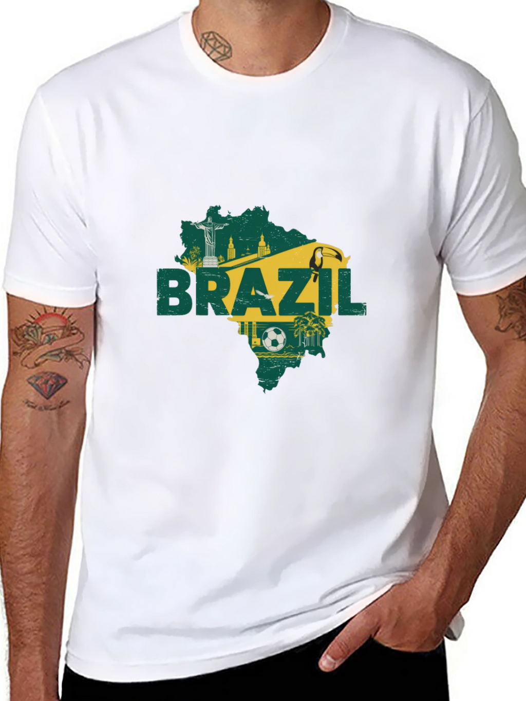 Brazil Map Graphic T-Shirt - Black