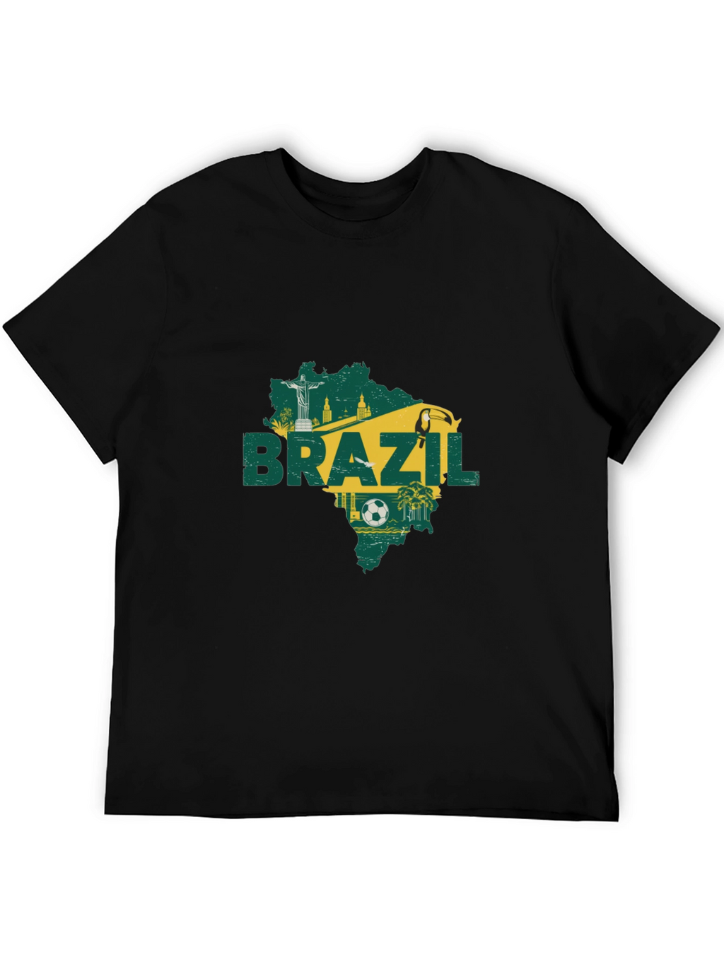 Brazil Map Graphic T-Shirt - Black