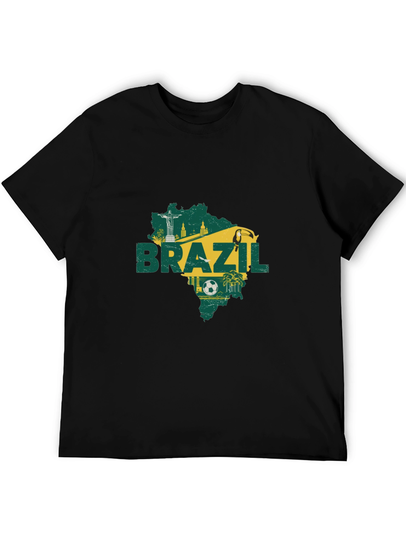 Brazil Map Graphic T-Shirt - Black
