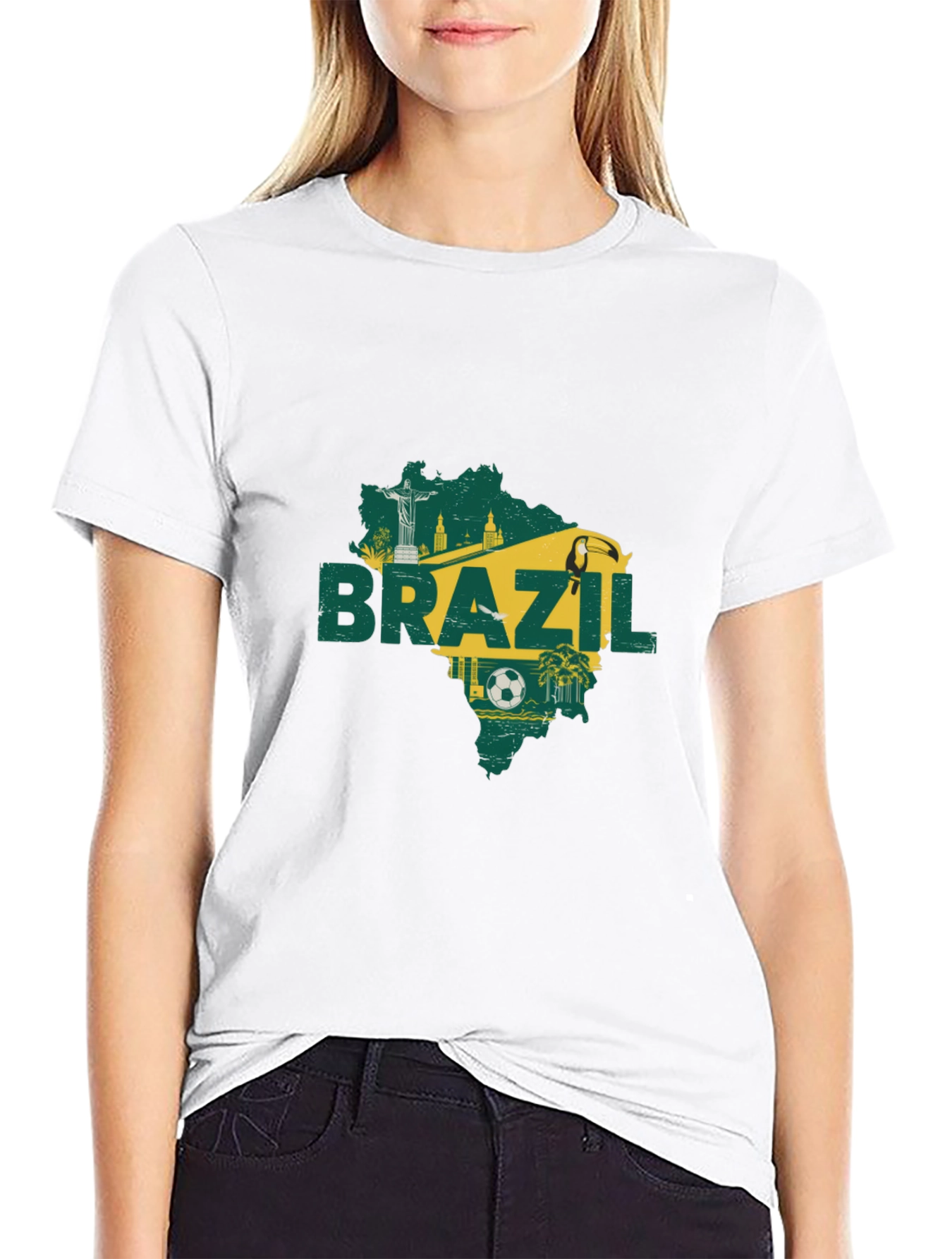 Brazil Map Graphic T-Shirt - Black