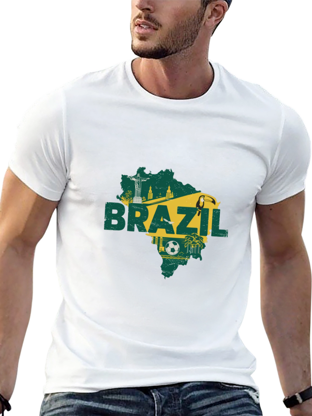 Brazil Map Graphic T-Shirt - Black