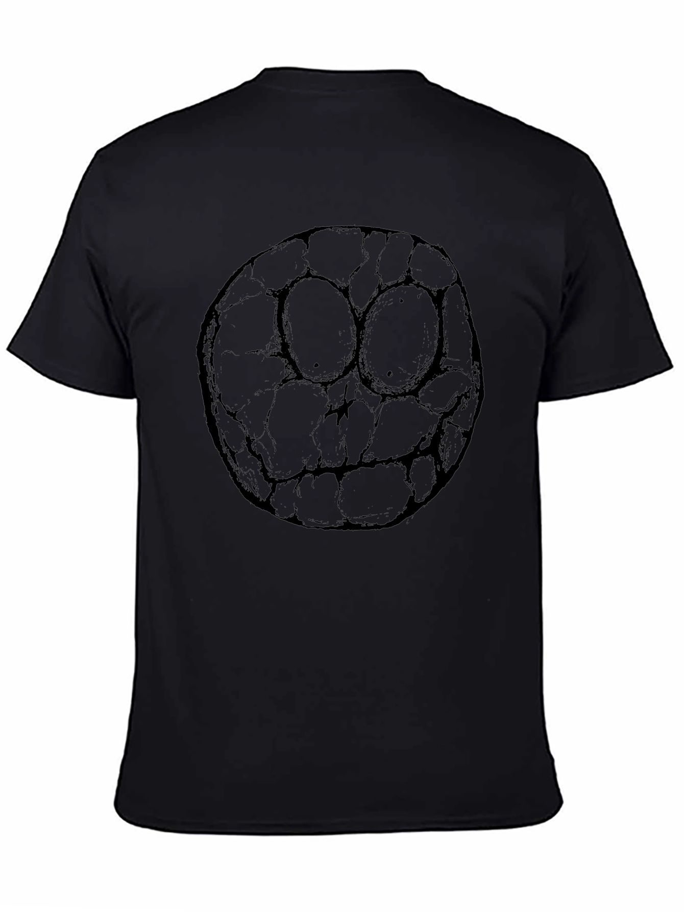 Black Graphic Tee - Cracked Smiley Face Print